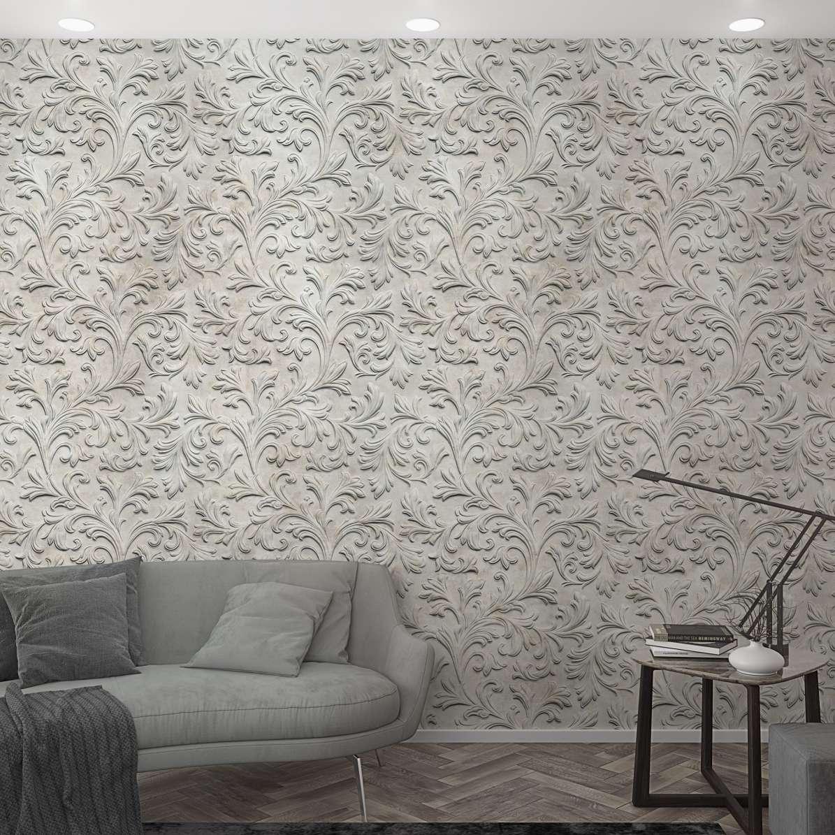Damask mønstret fototapet beige,Ornamental 2,70 x 1,59 m