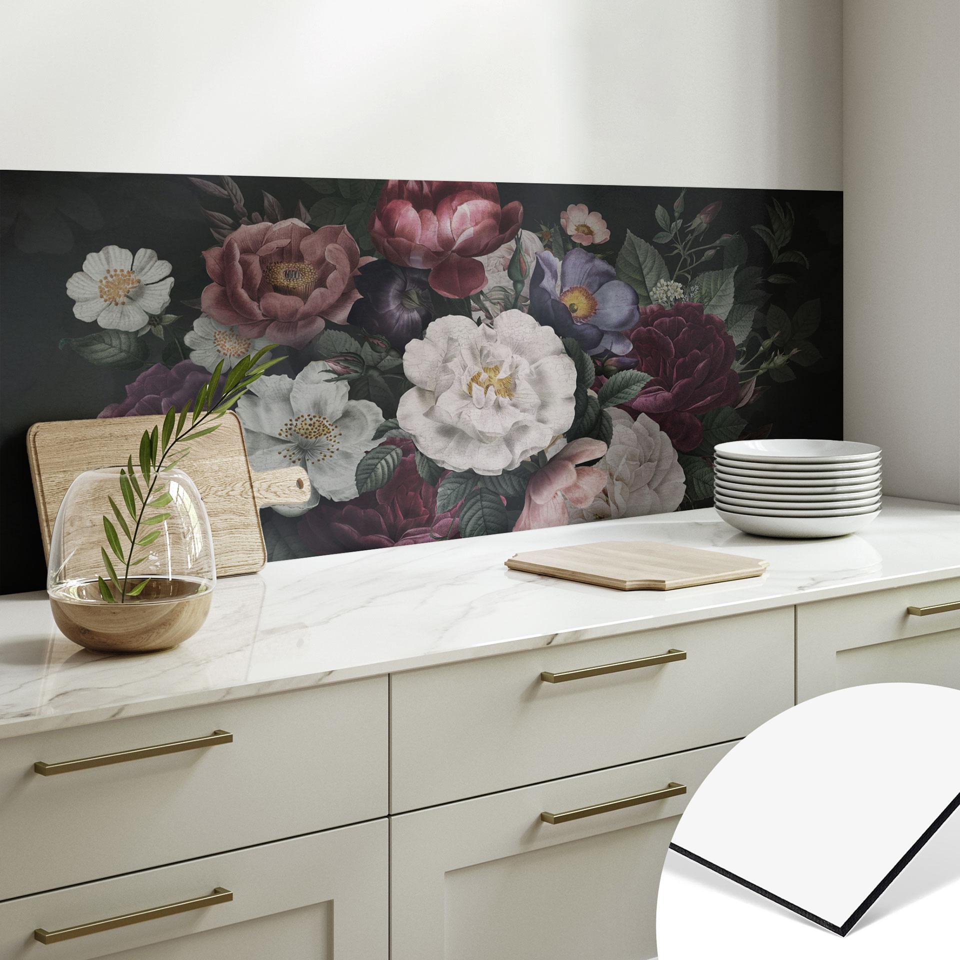 Stænkplade til køkken Blomster stilleben i Redouté-stil - Bloomery Decor