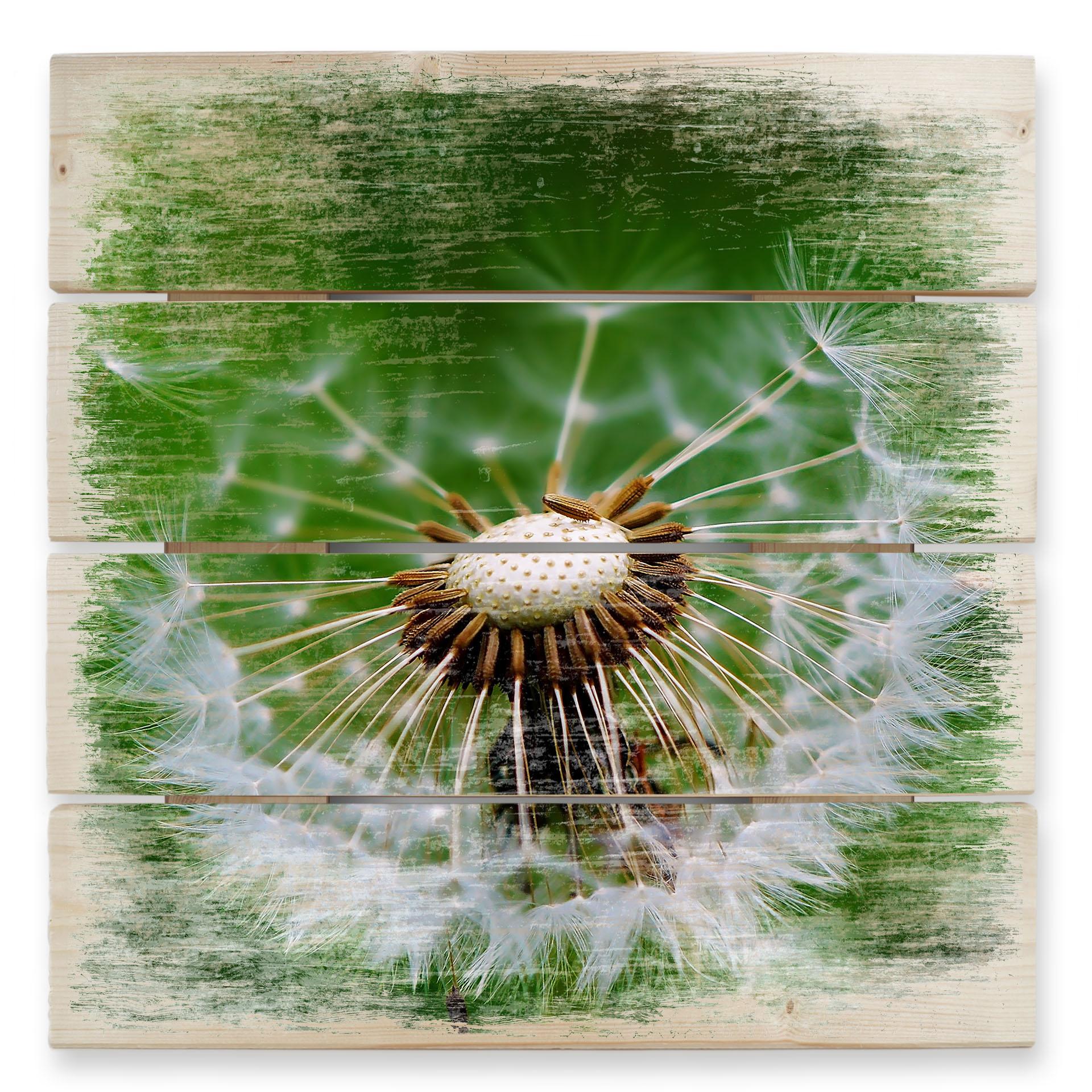Cuadro de madera diente de león al viento - 40x41,5 cm