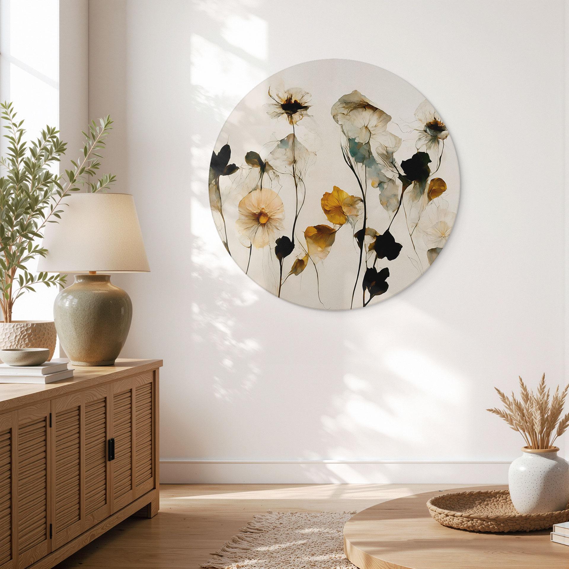 Billede Fine tørrede blomster i naturlige nuancer - Treechild - Alu-Dibond - rund