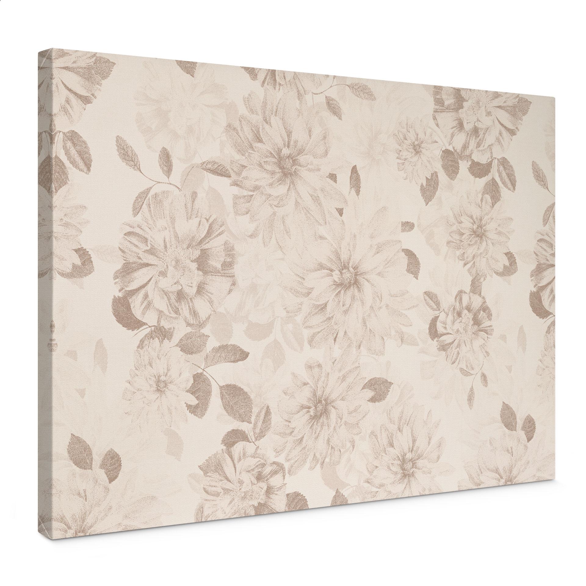 Blommor Canvastavla Dahlior Shabby Chic Beige - Bloomery Decor