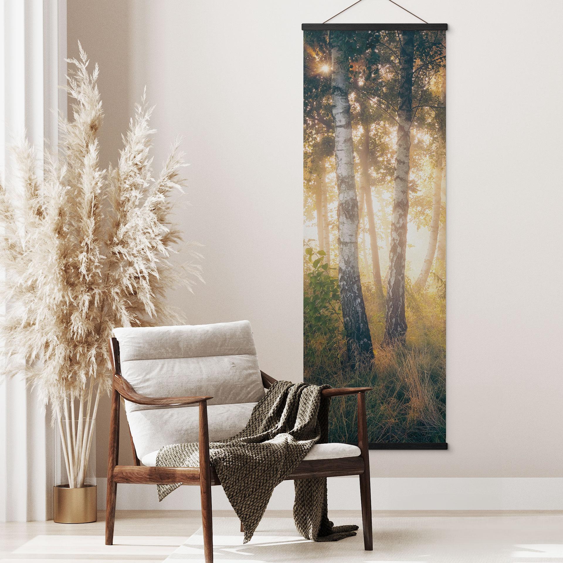 Tekstil plakat Solskin i en birkeskov - Kado - Panorama