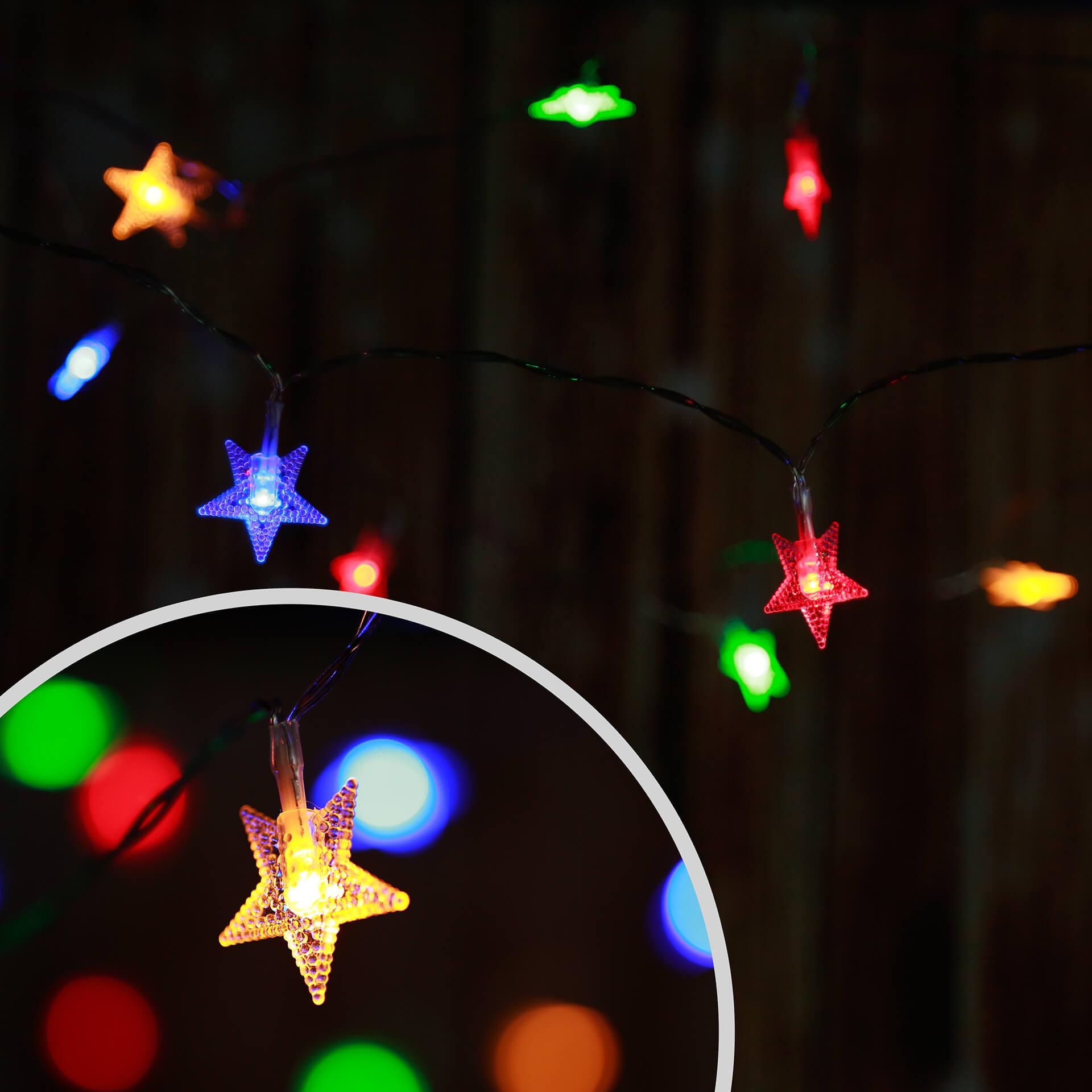 LED Lichterkette Sterne mehrfarbig