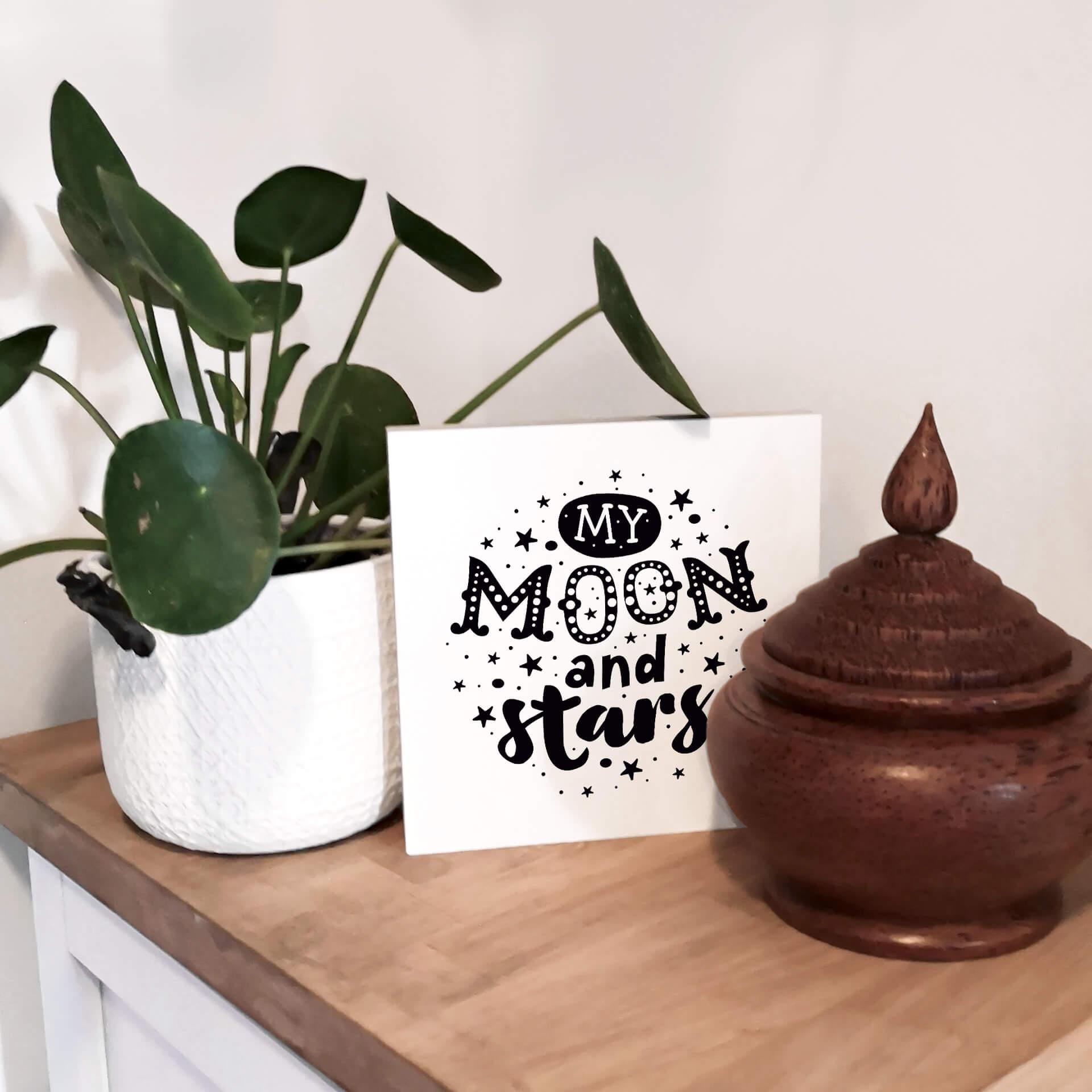 Billede af træ til at sætte op - My Moon and Stars - 15x15 cm