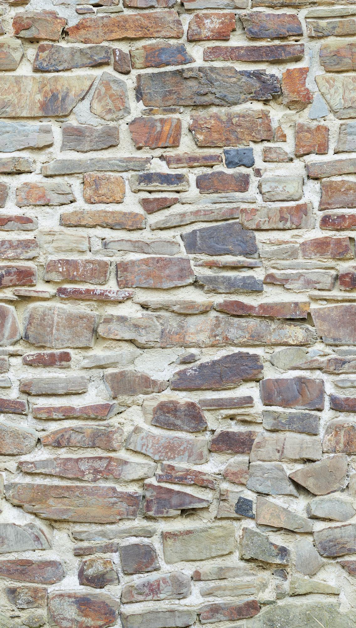 stenen muur beige bruin - vliesbehang Industrial Livingwalls - mat en glad
