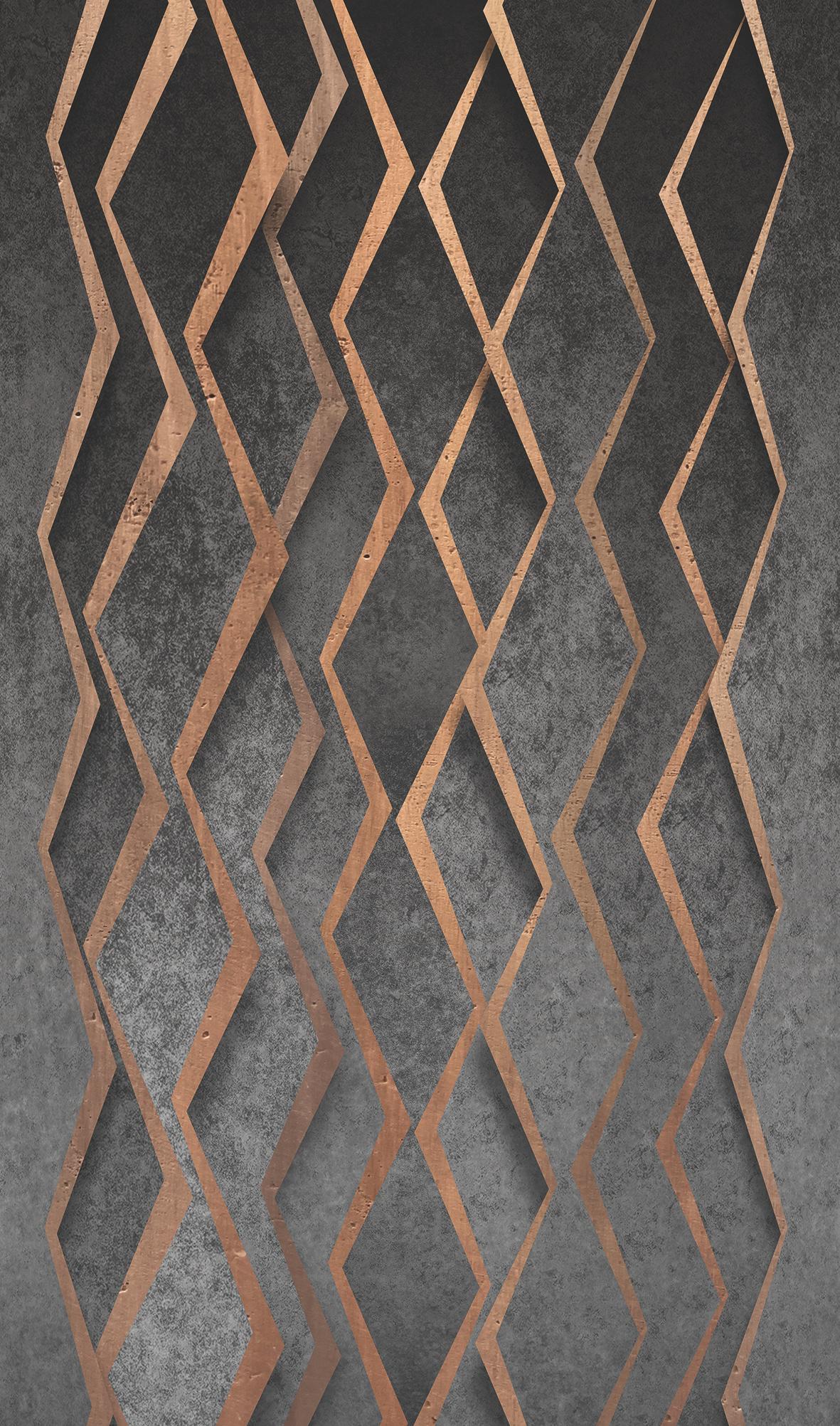 3D antraciet, brons motief behang,Graphic 2,70 x 1,59 m