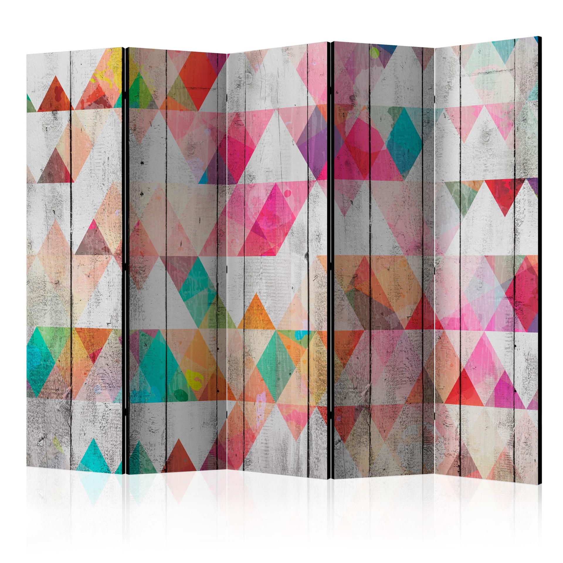 Divisorio per sala - Triangoli arcobaleno, 3 pezzi