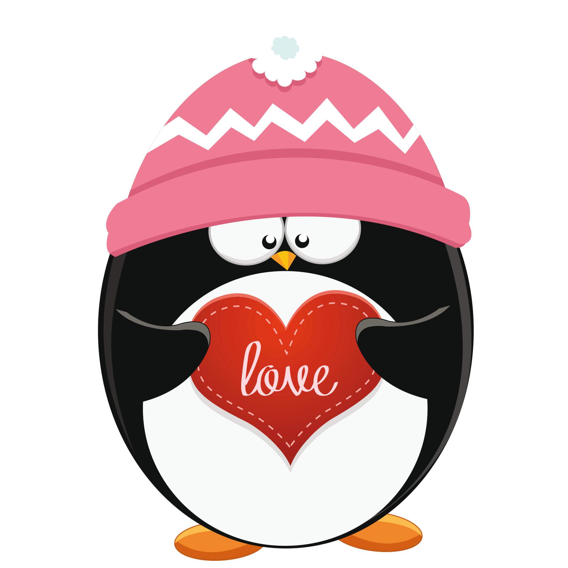 Wandtattoo Pinguin mit Liebesbotschaft