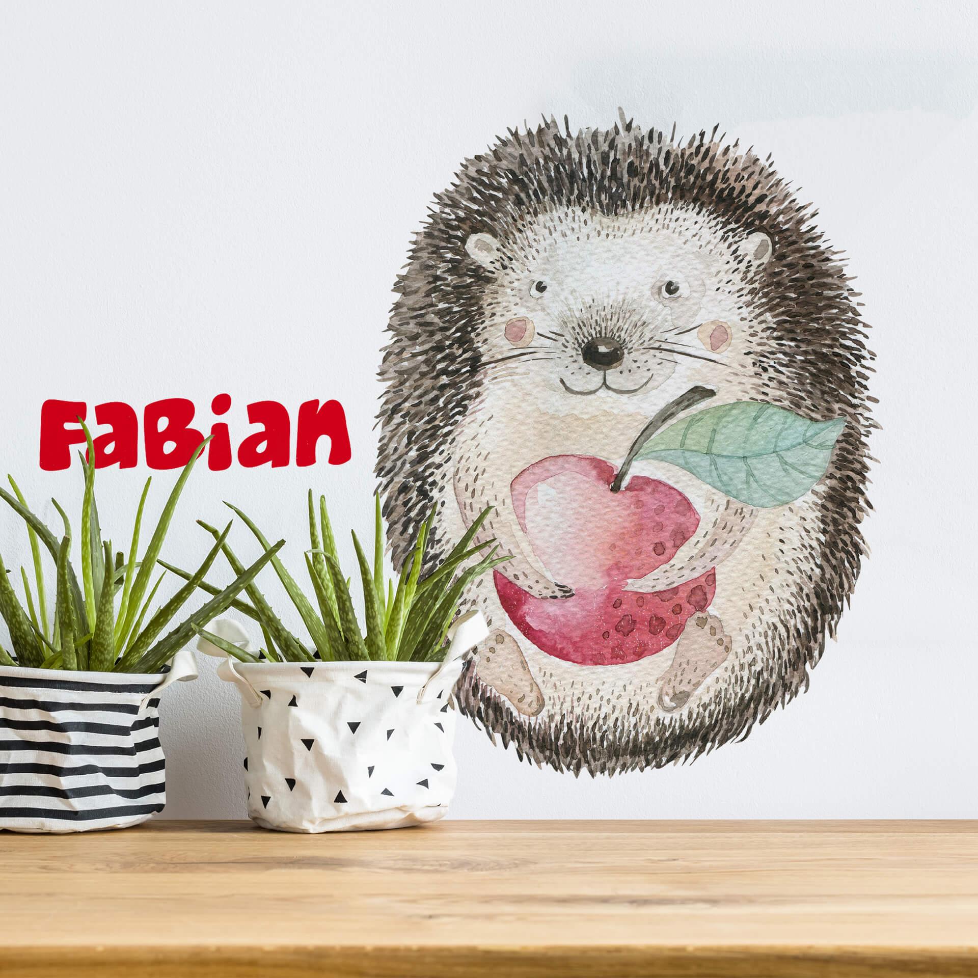 Muursticker Kvilis - Egel + Naam