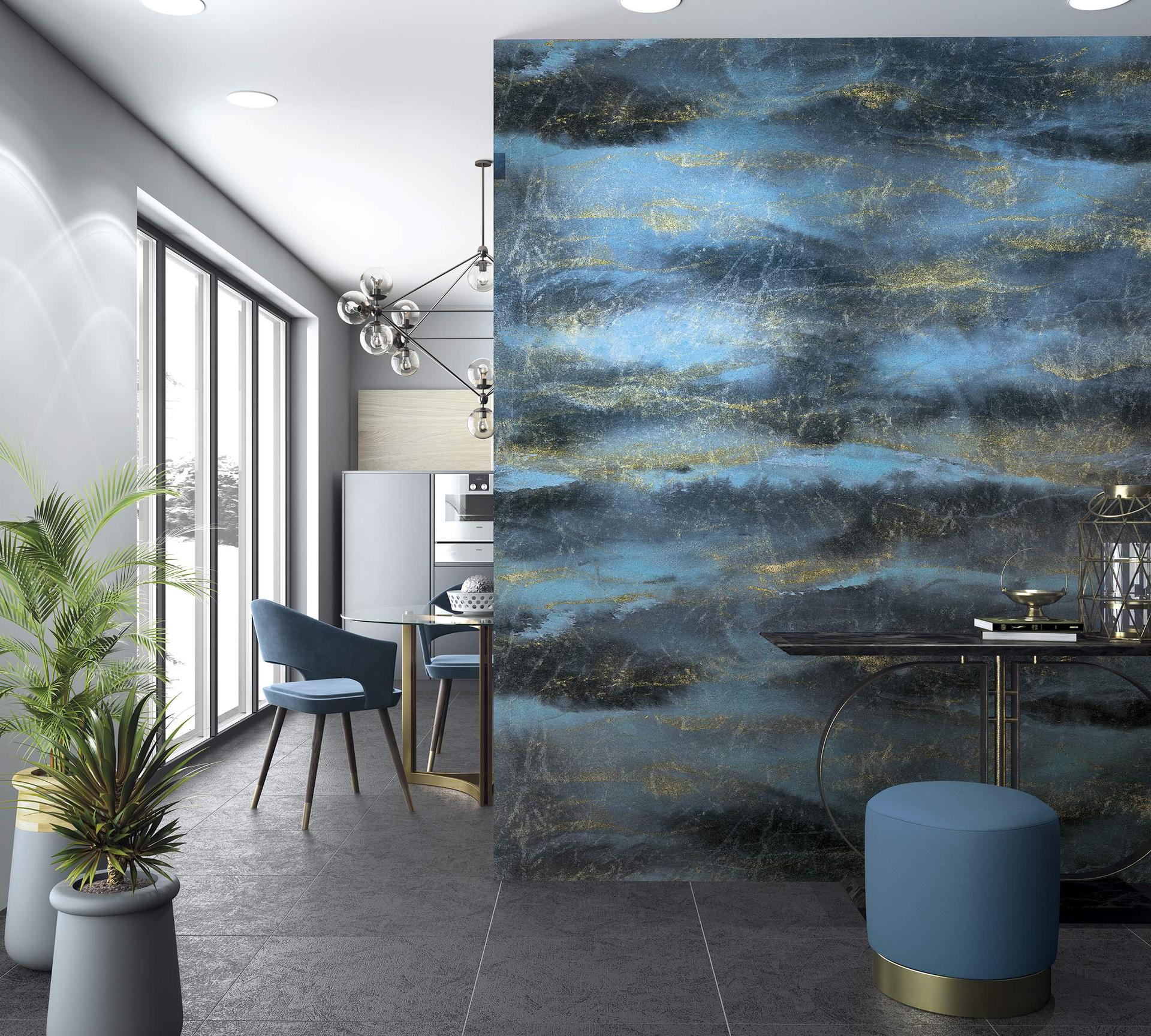 Fotobehang met golfmotief, zwarte structuur 3.40 x 2.12 m