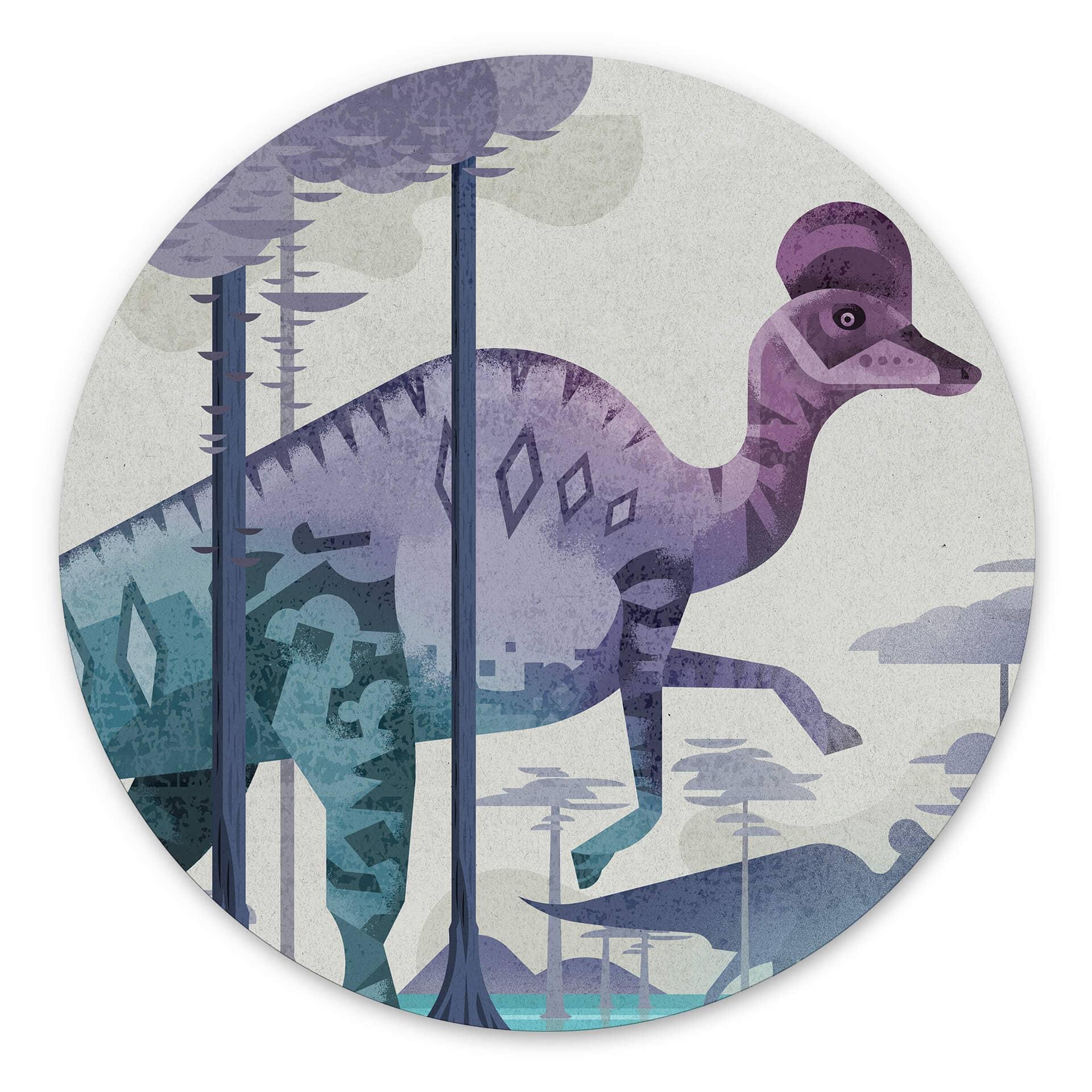 Vægcirkel Corythosaurus - Braun – print på aluminium (Alu-Dibond)