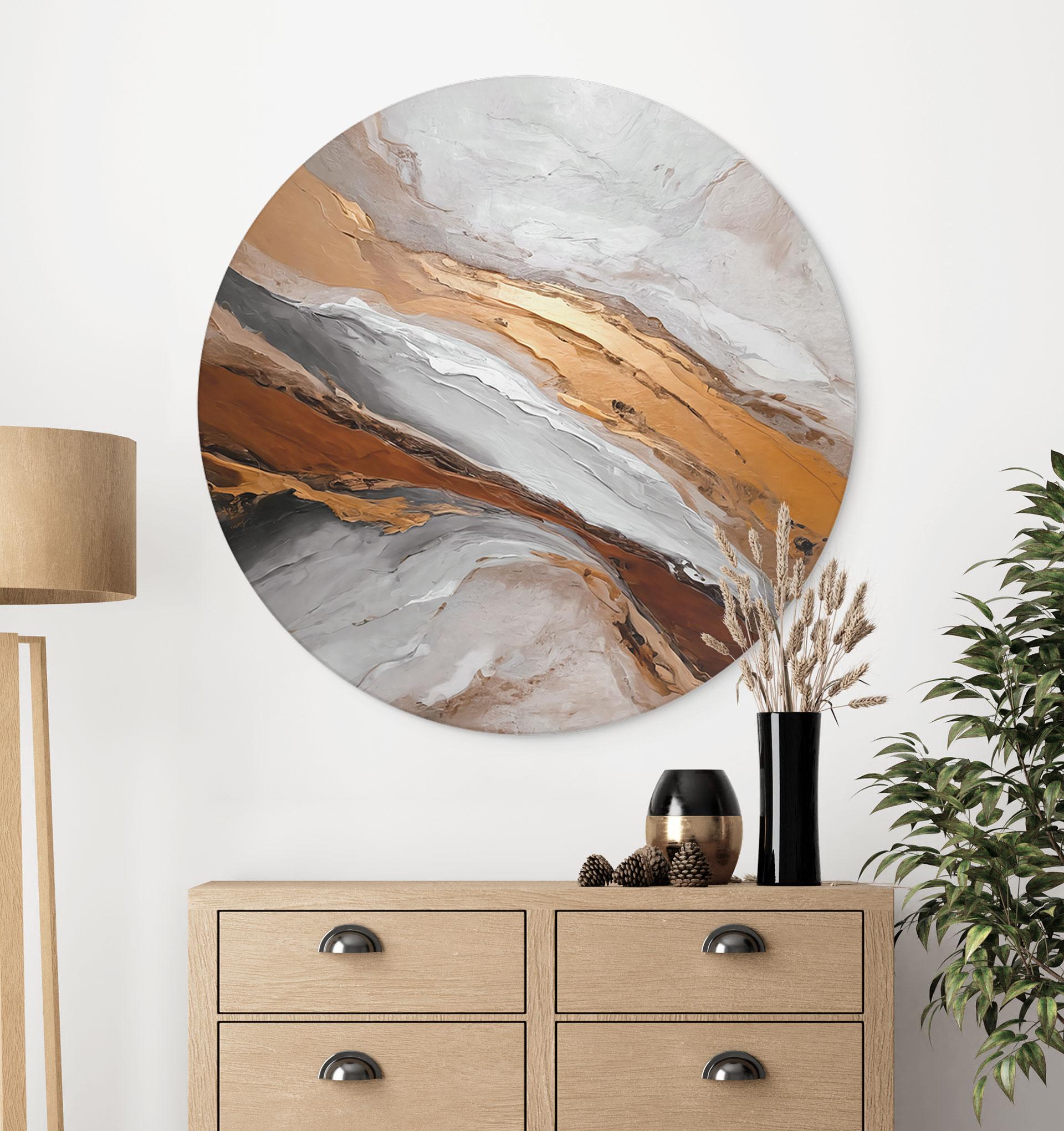 Wandbild Himmel und Erde in fließenden Farben - Alpenglow Workshop - Alu-Dibond - Rund
