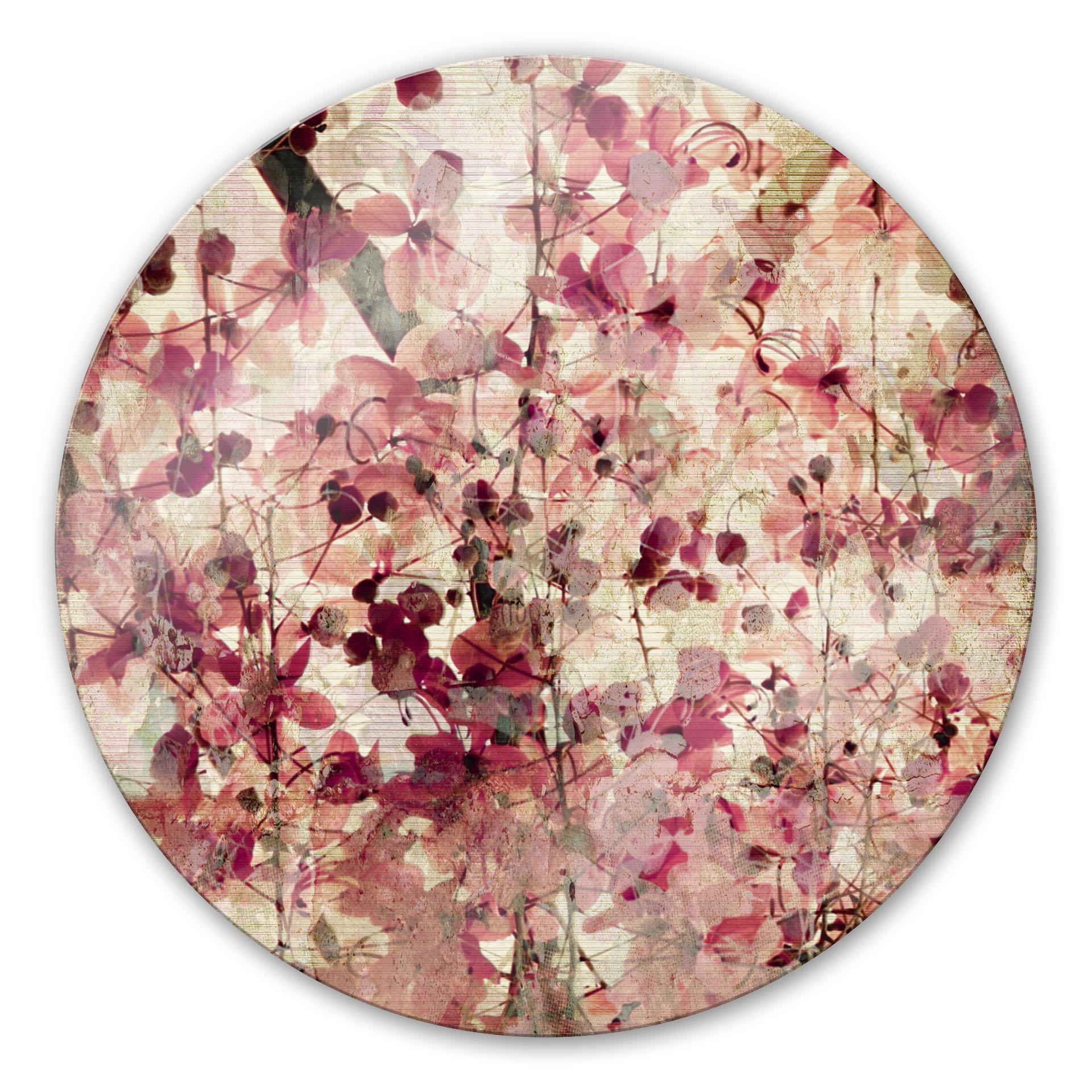 Tableau en verre - Dessin Floral Vintage - rond
