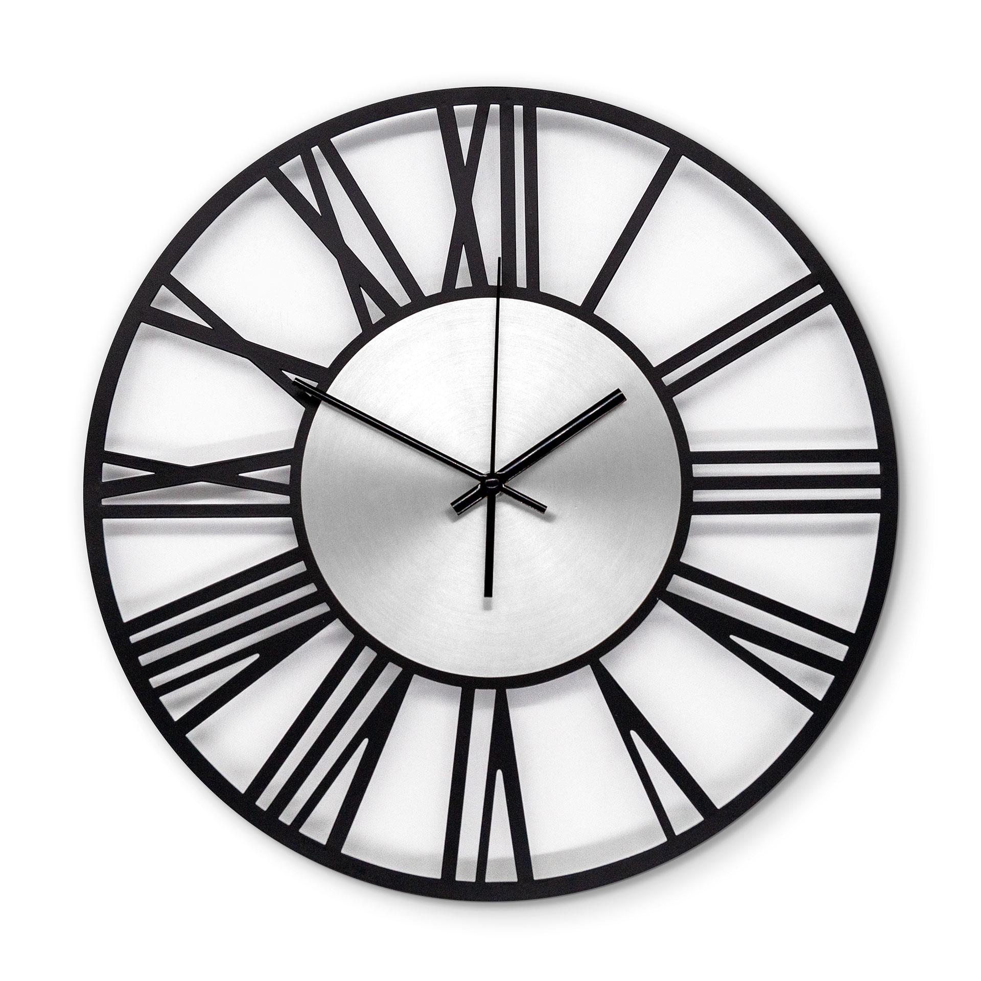XL Wanduhr Industrial Design - geräuschlose Metall Uhr für Büro, Flur, Wohnzimmer Ø40 cm