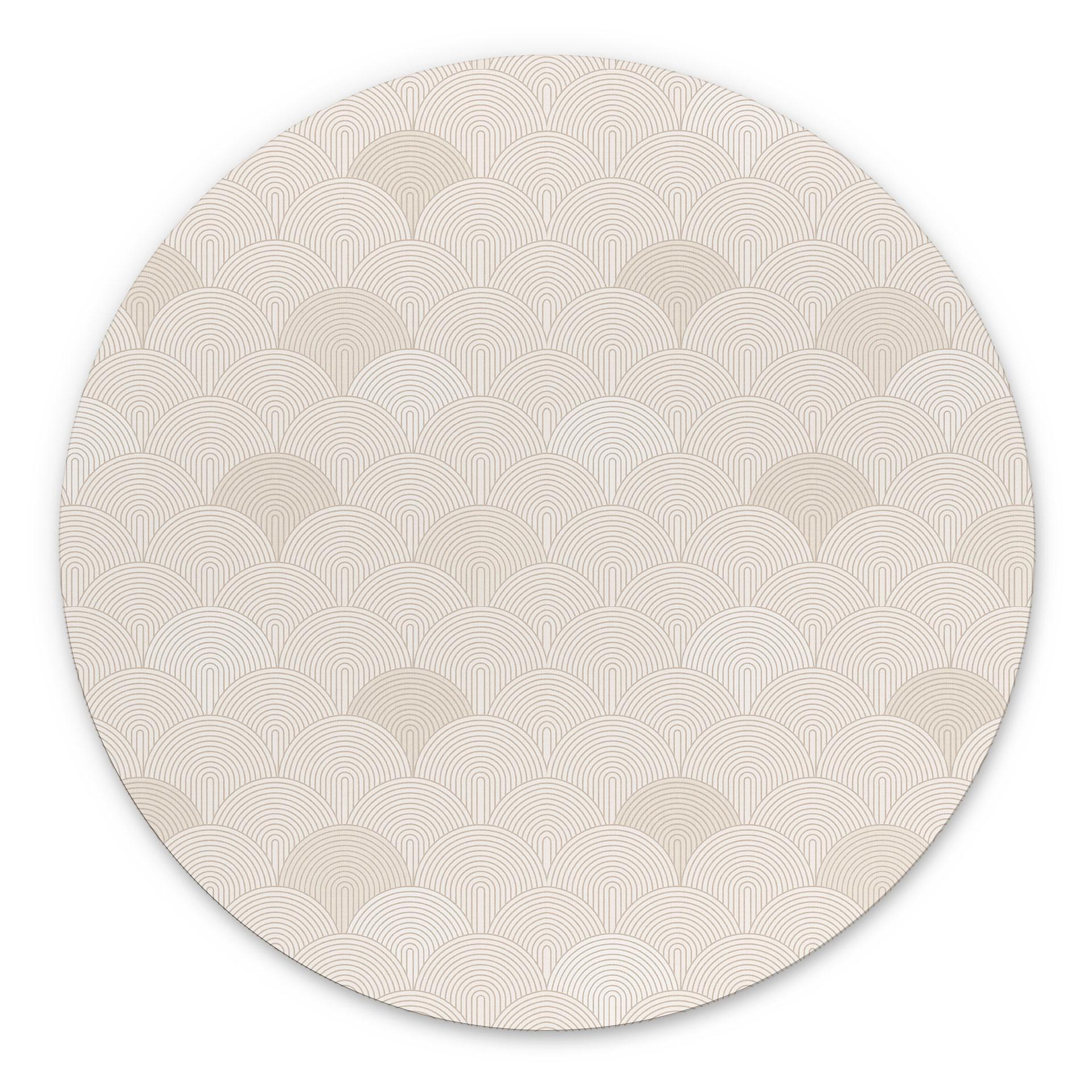 Billede Abstrakte halvcirkler i blød beige - Bloomery Decor - rund – print på aluminium (Alu-Dibond)