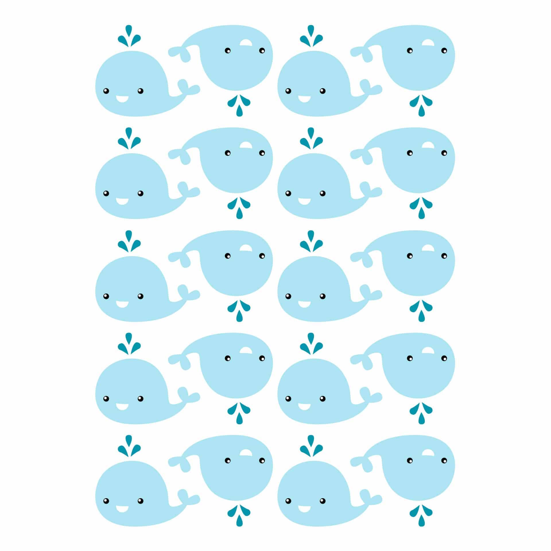 Muursticker set baby walvissen