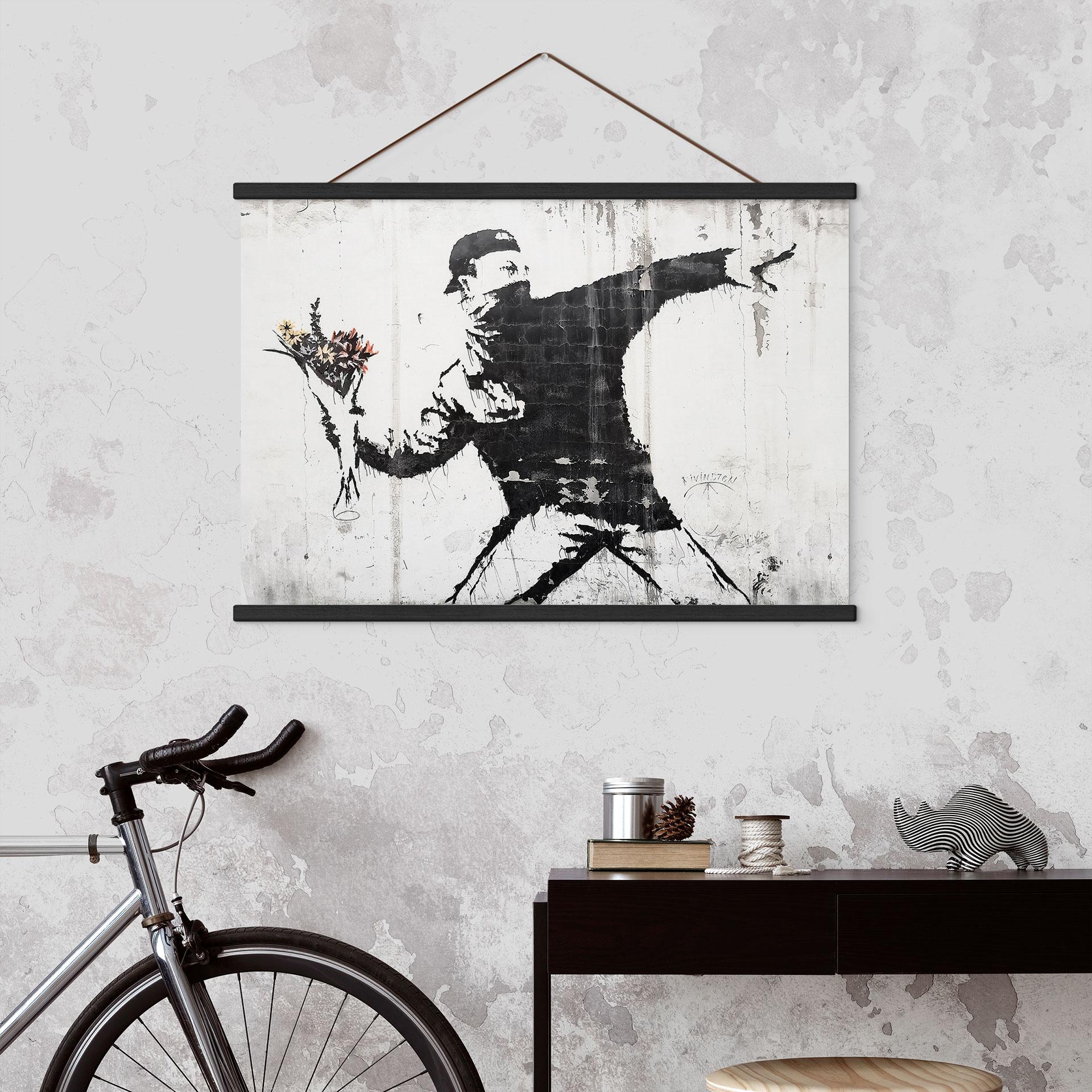 Obraz tkaniny - Miotacz kwiatów - Banksy
