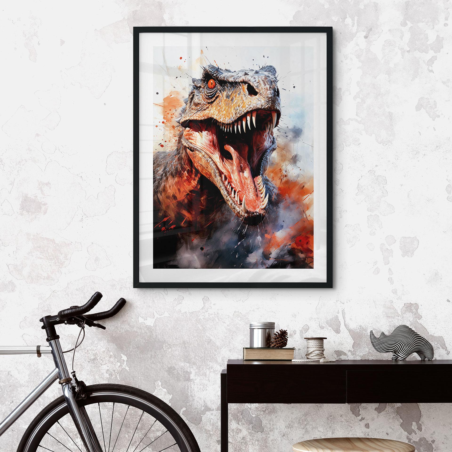 Dinosaurplakat T-Rex: Det vilde ansigt fra forhistorisk tid - Jaszke