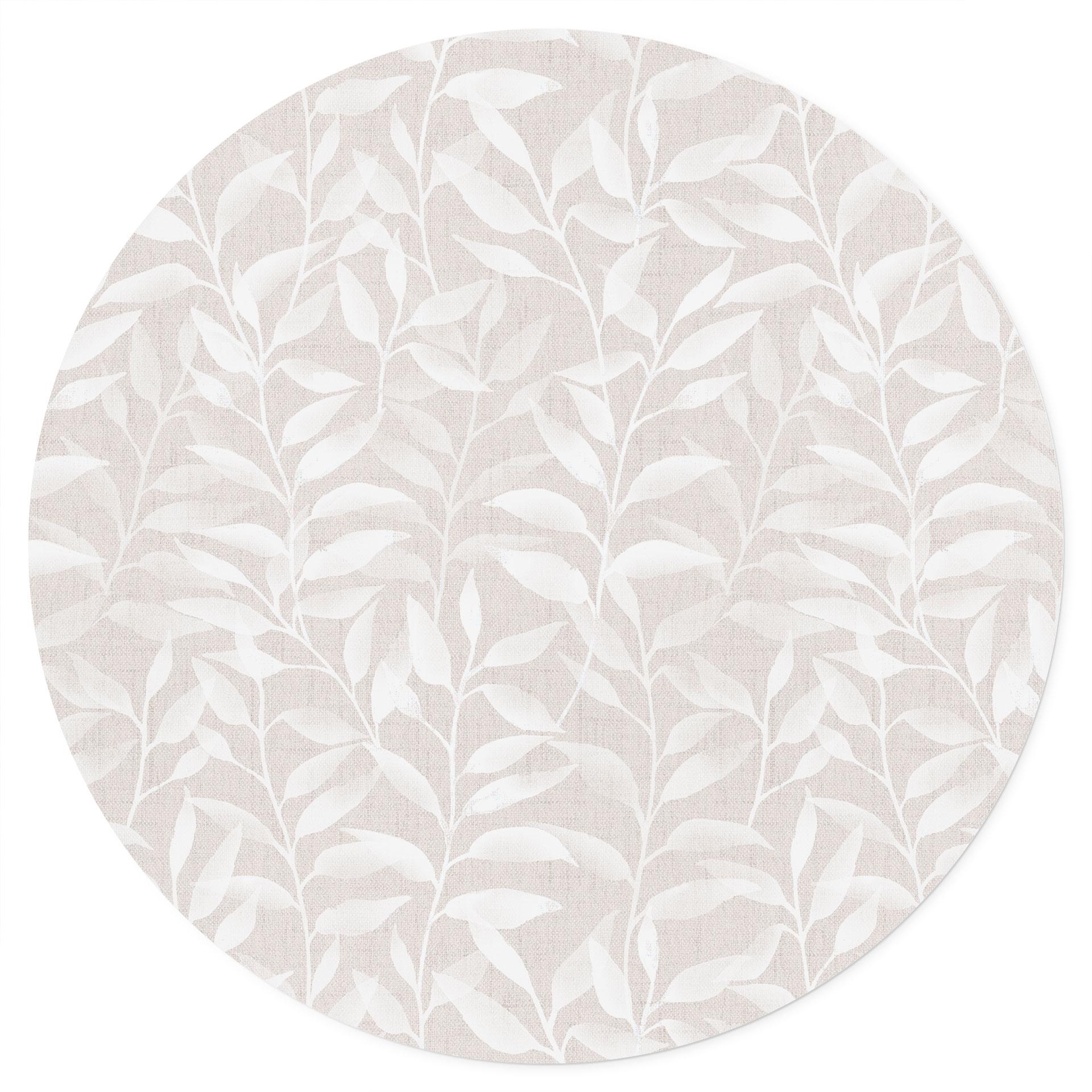 Delicate aquarel bladeren Muursticker - Zacht Beige - Bloesemdecor - Rond