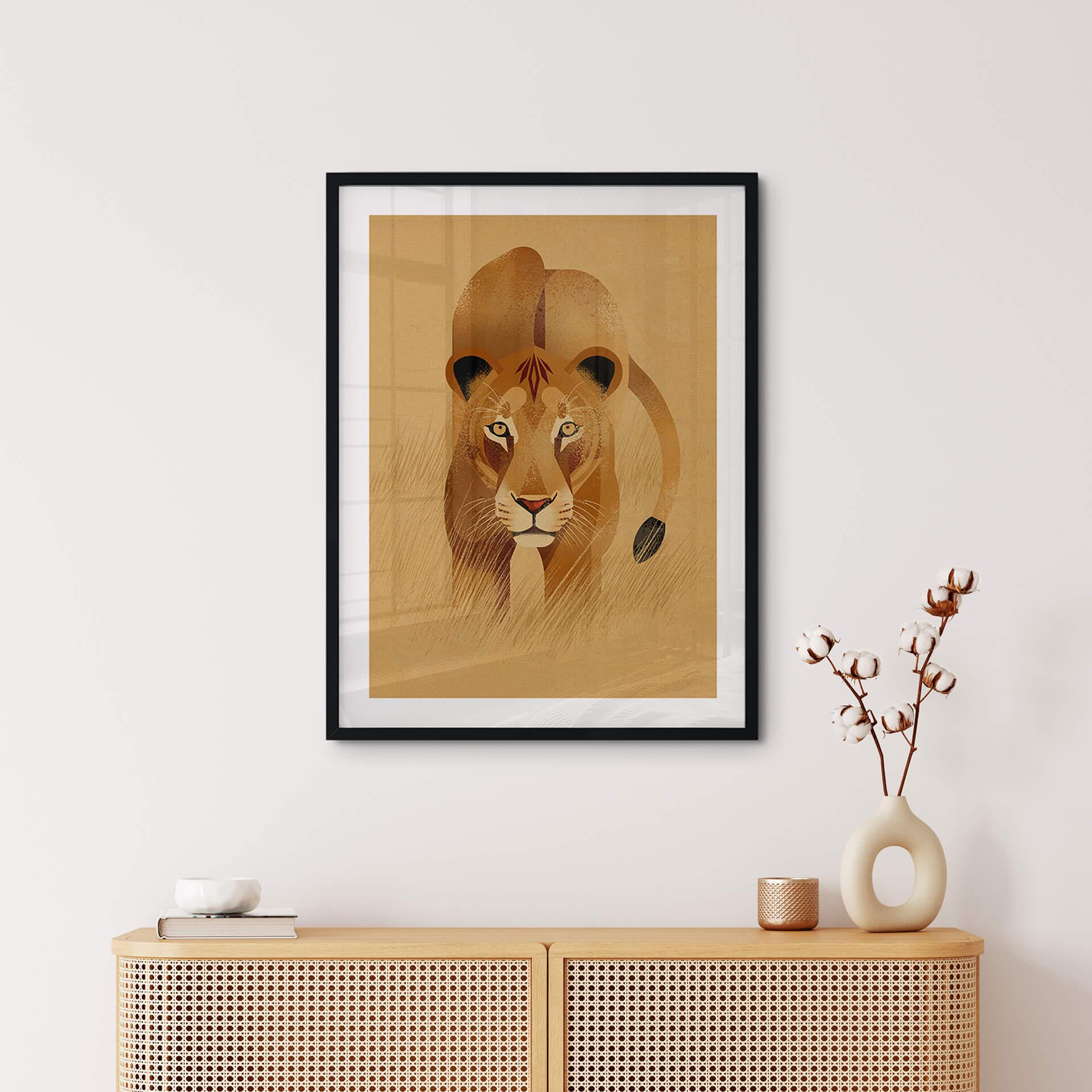Poster Kinderzimmer - Löwin - Braun