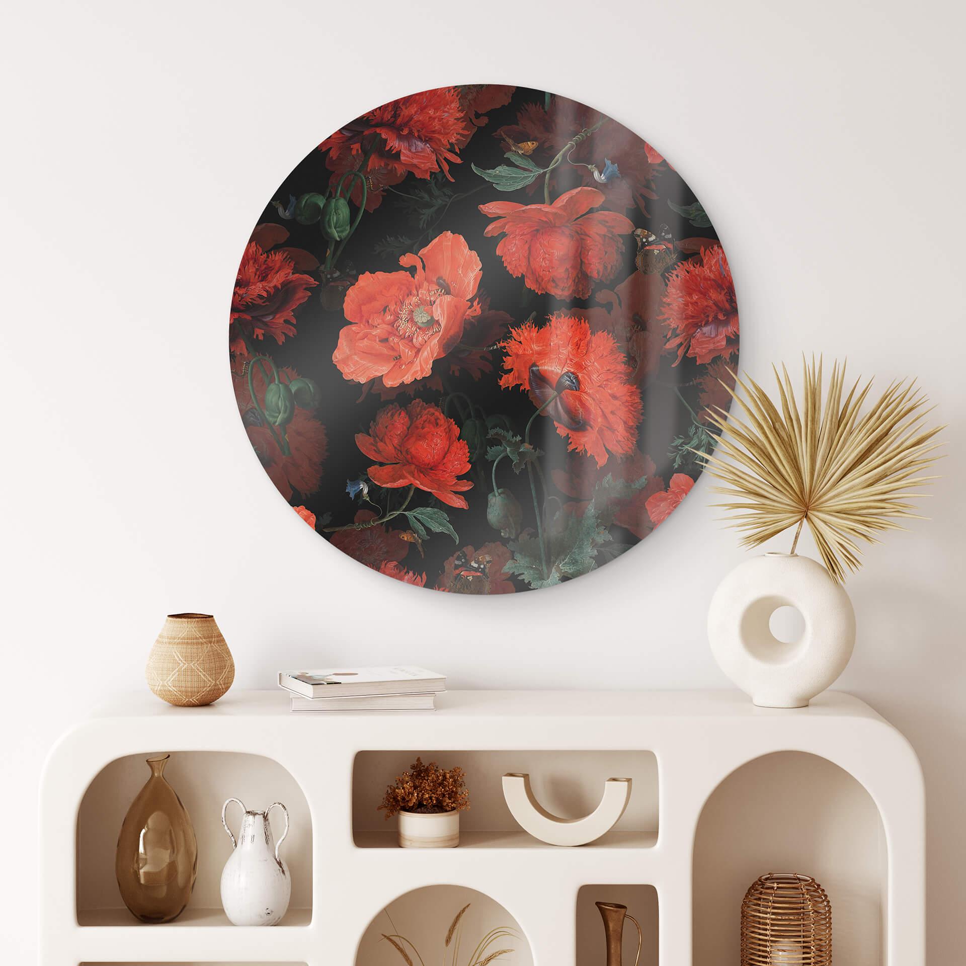 Glasschilderij UN Designs - Red Flowers
