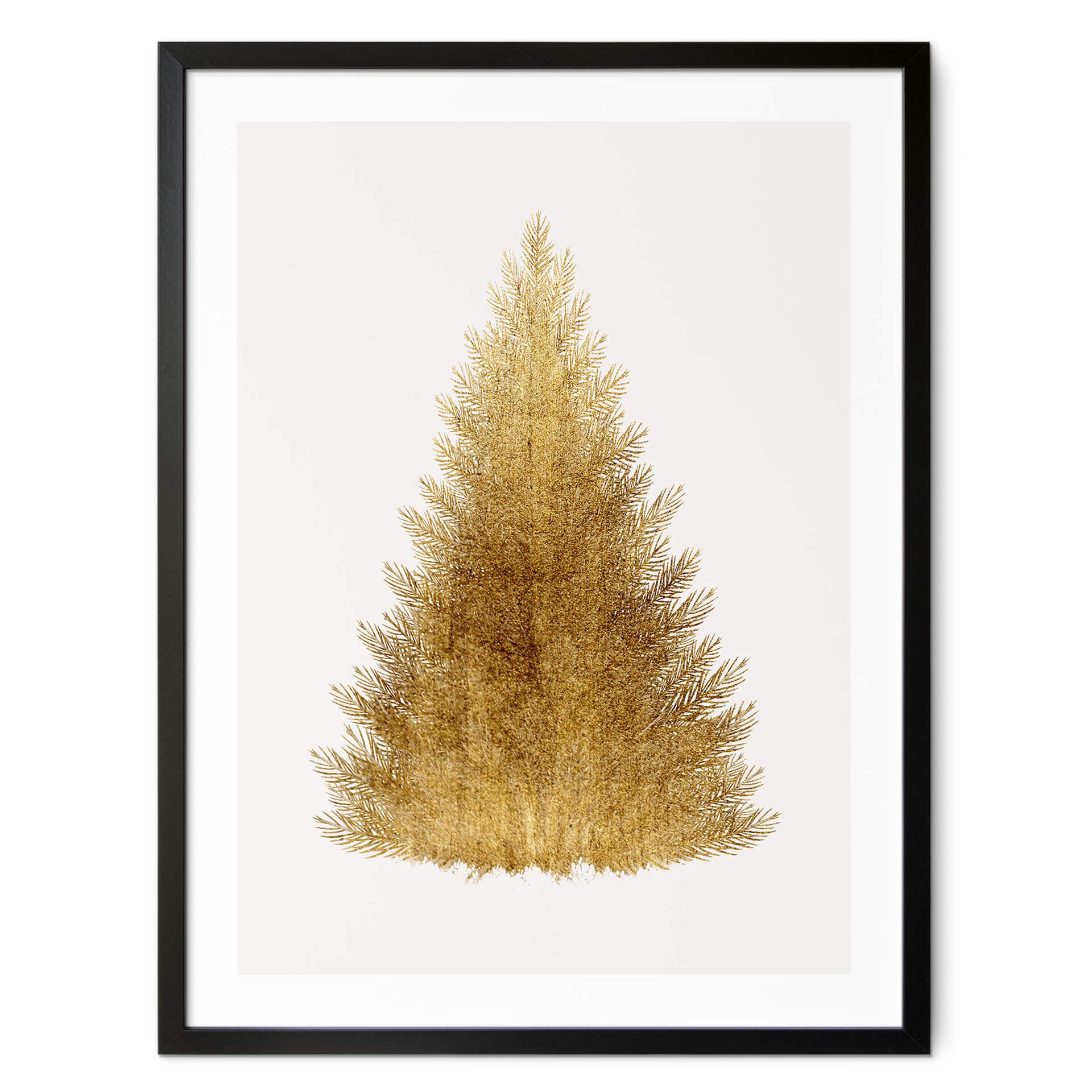 Póster Kubistika - Árbol de Navidad dorado