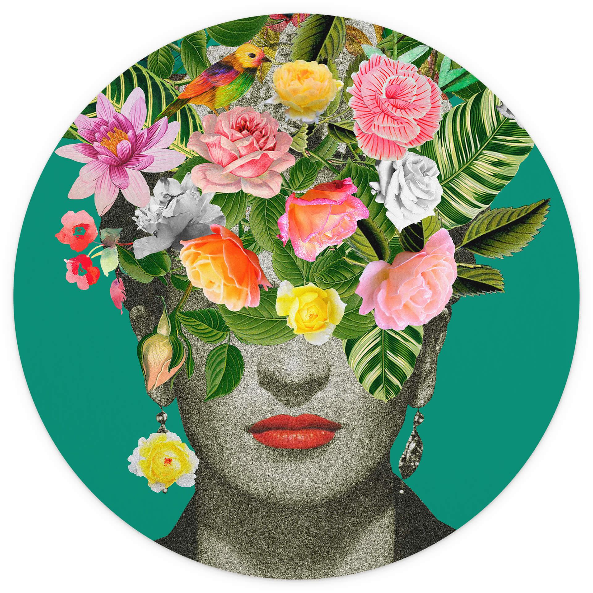 Fototapete Frida Floral Studio - Portrait Frida - Rund - Selbstklebend/Vlies