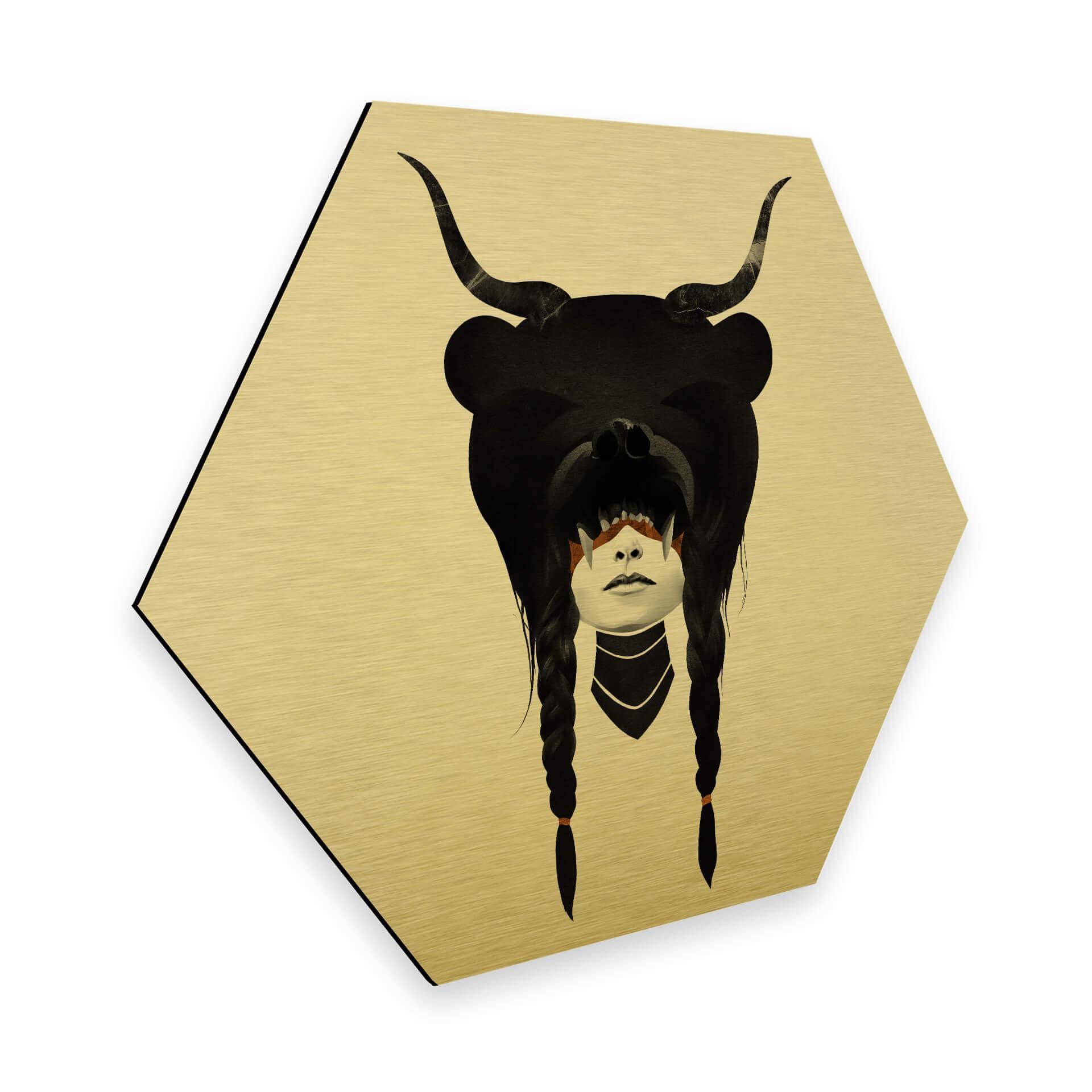 Hexagone - Tableau sur alu-Dibond- Effet doré Ireland - Bear Warrior