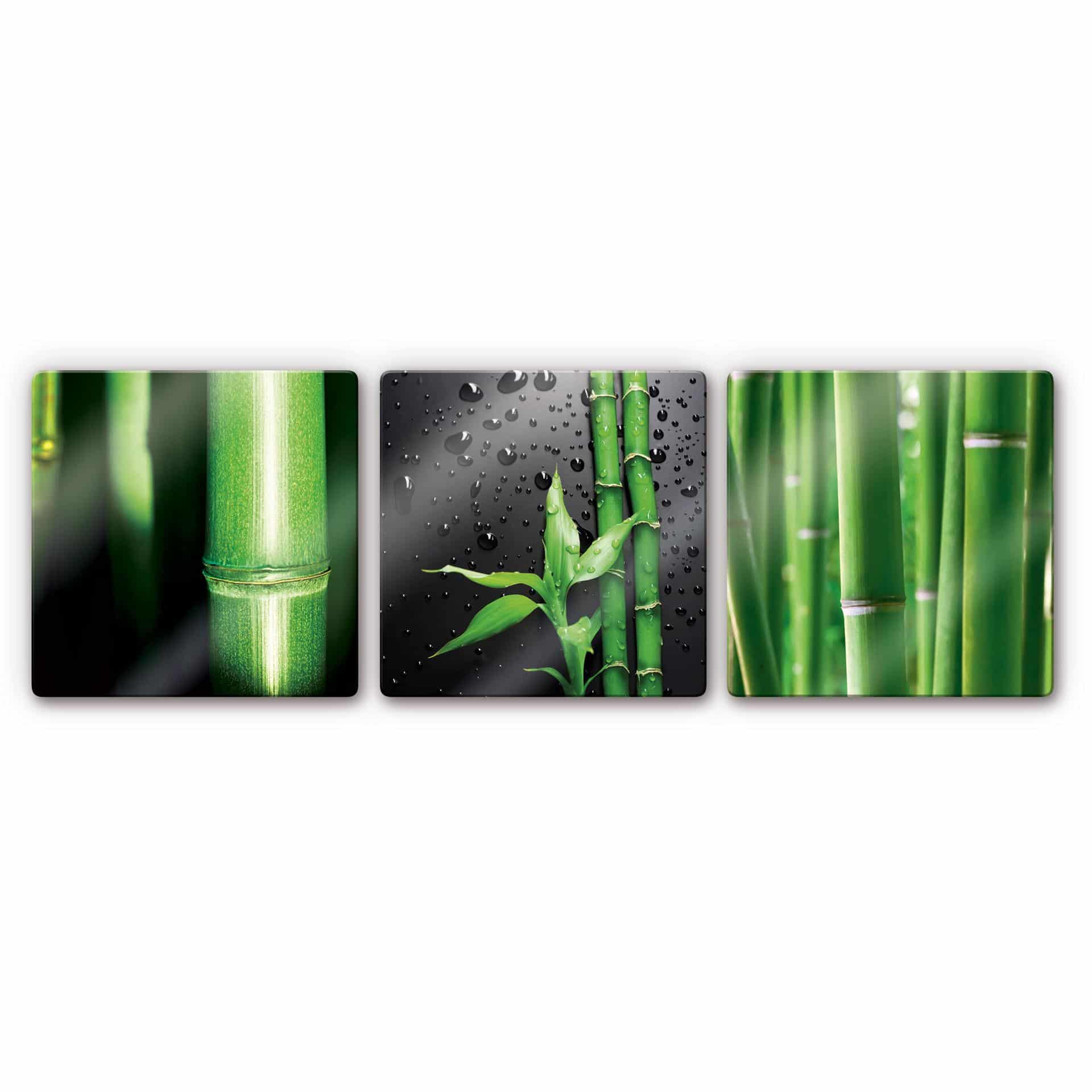 Tableau en verre - Set de bambou - carré (3 parties)