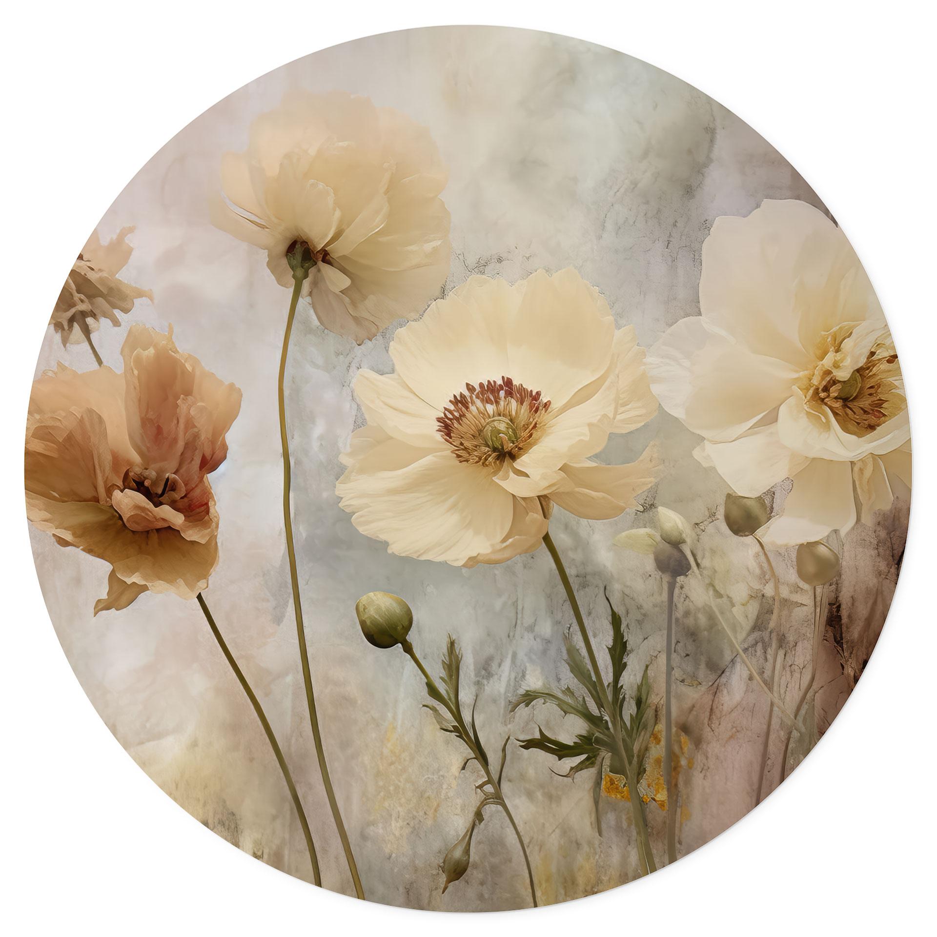 Wallsticker Blomsterpragt i varme pastelfarver | Vintage blomster - Paksoylu - Rund