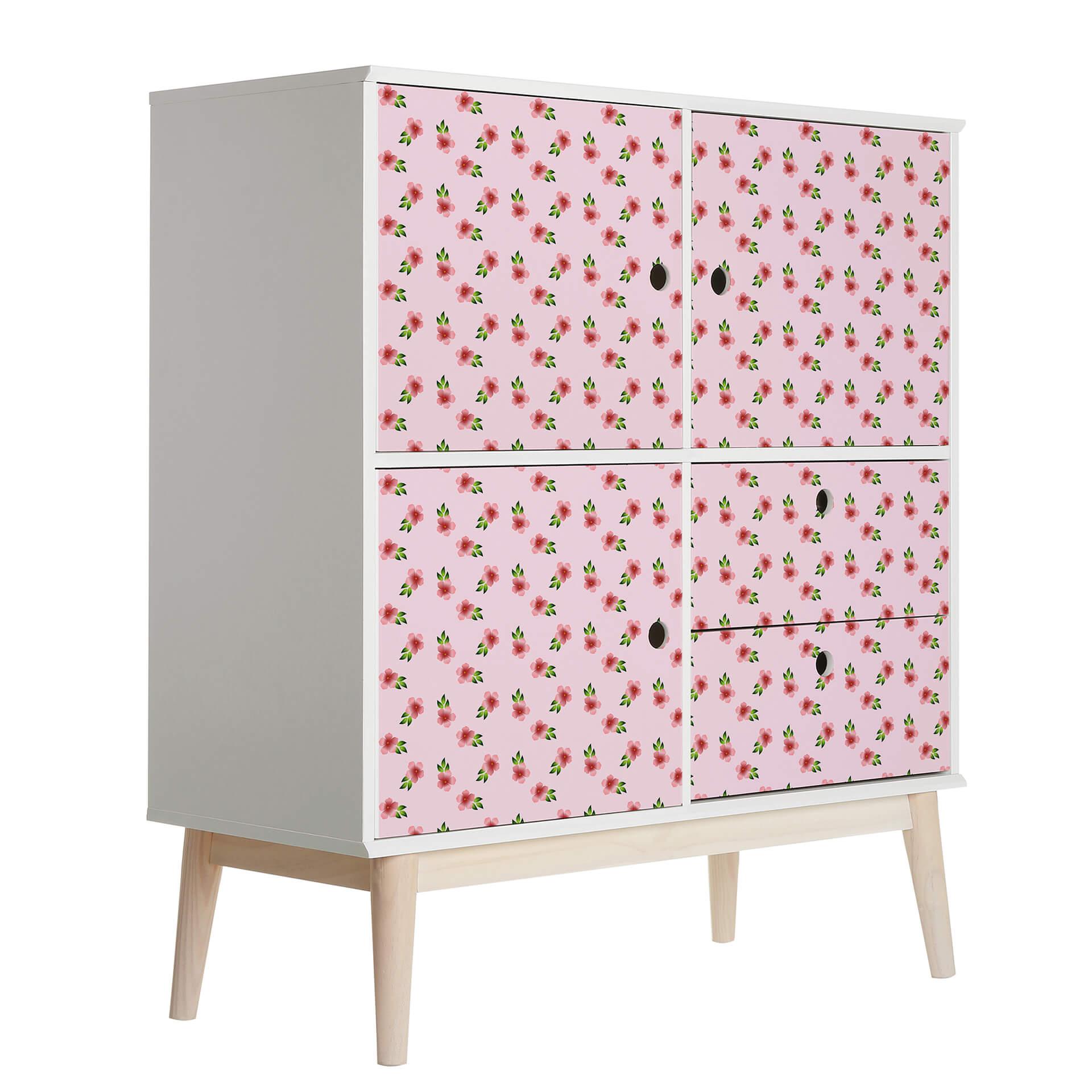 Møbelfolie, dekorativ folie - kan tørres af - blomster pink
