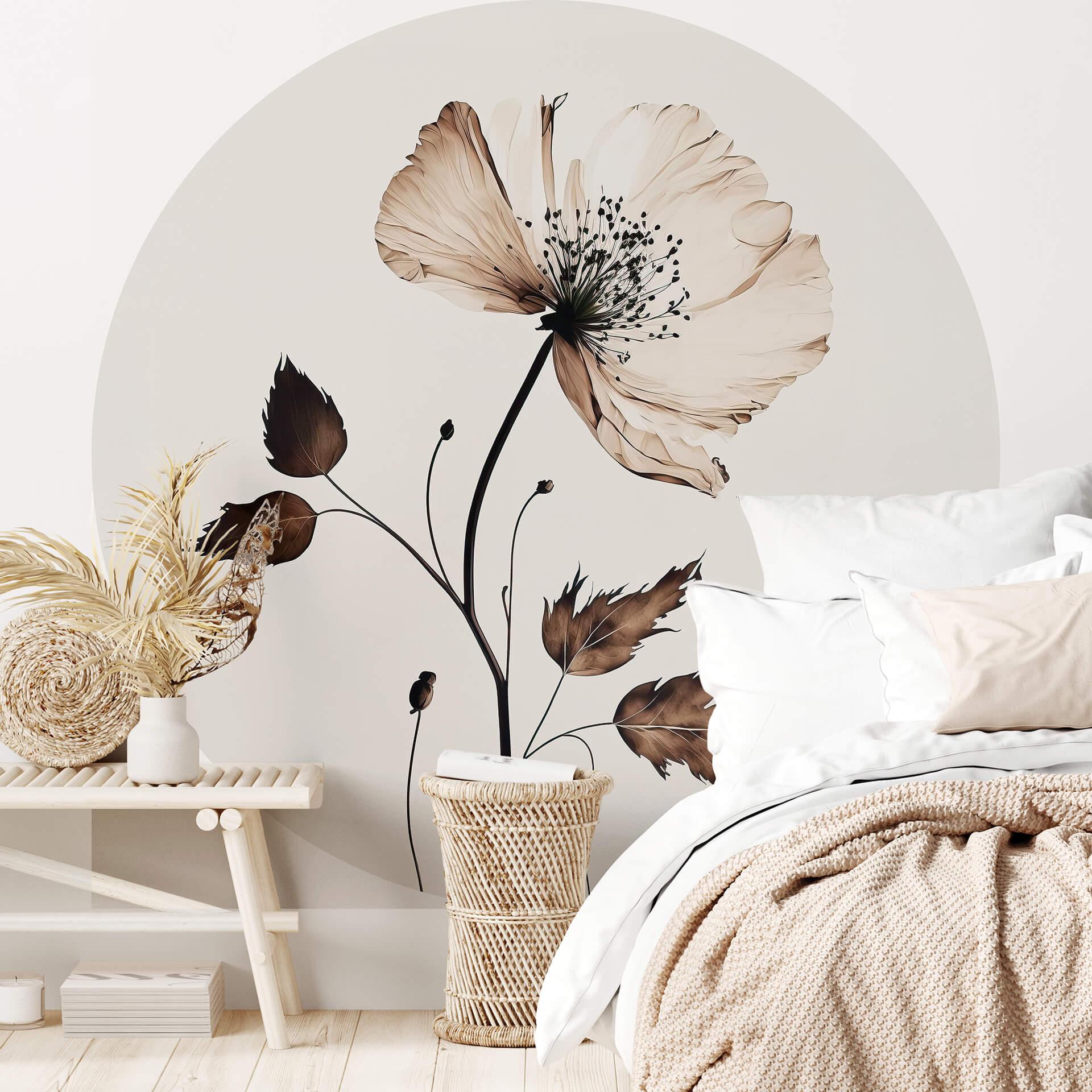 Tapet cirkel Dried Flowers in Cream - Treechild - vliesetapet/selvklæbende non-woven tapet