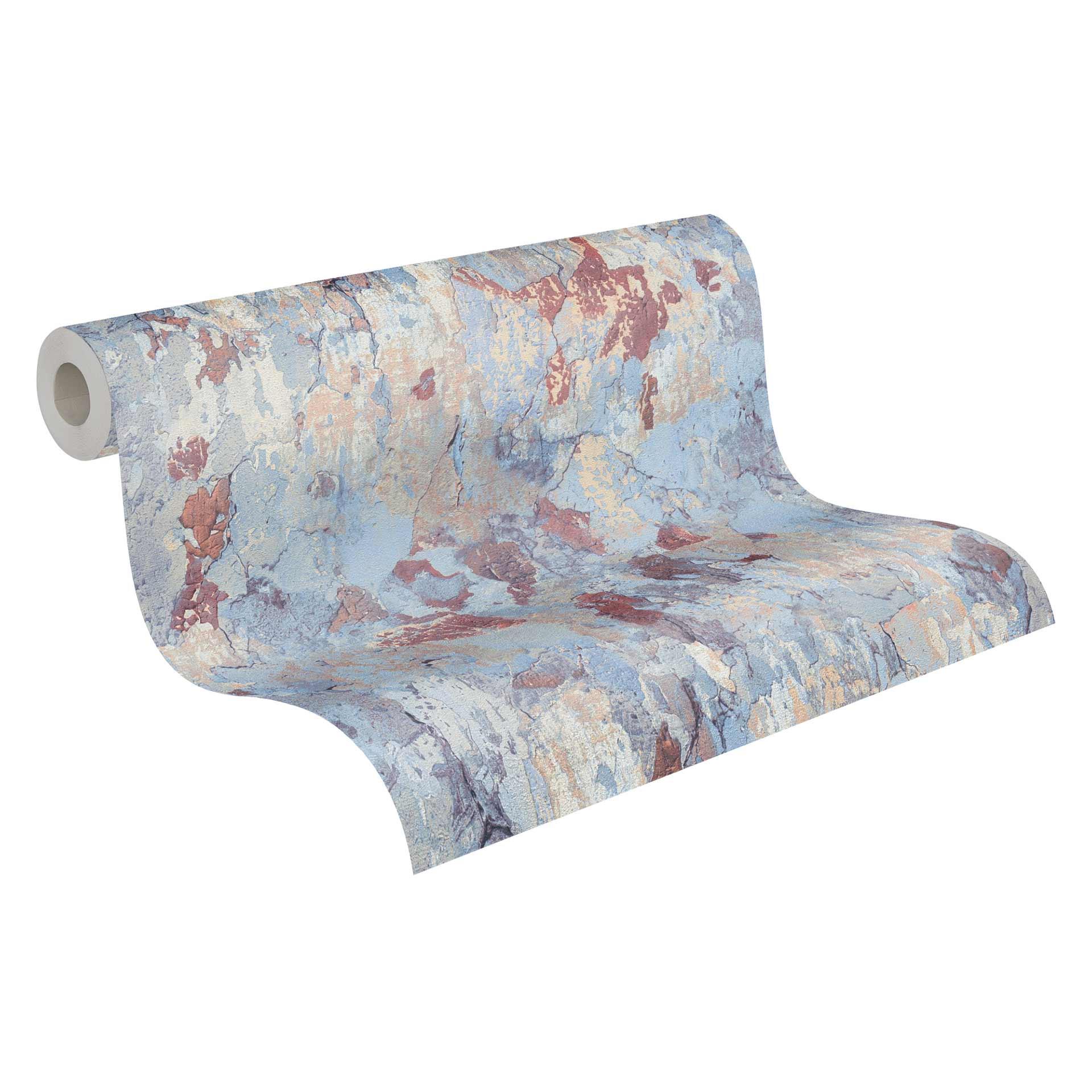 Papel pintado tejido-no tejido Livingwalls Papel pintado hormigón Metropolitan Stories Antonio Barcelona beige, azul, marrón