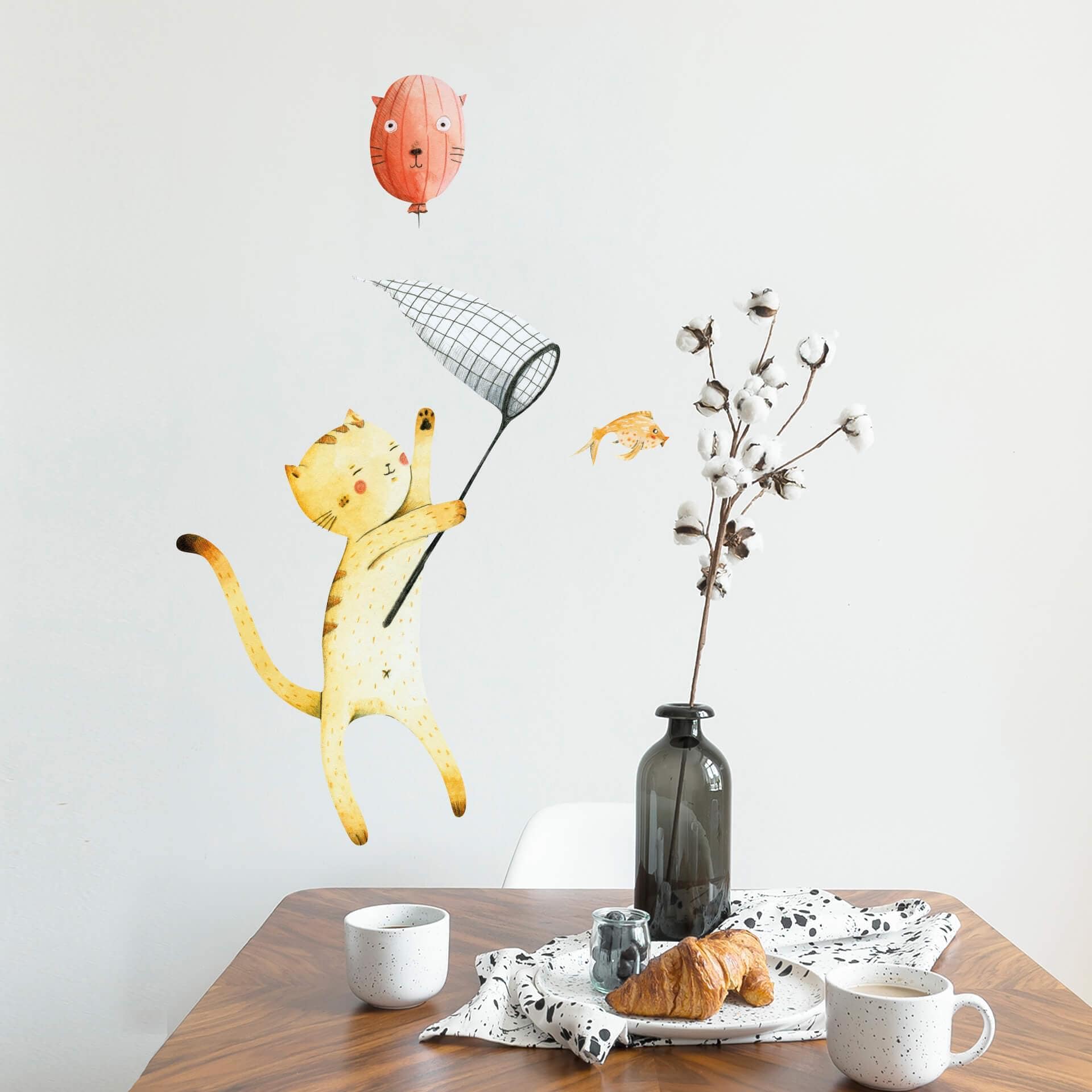Sticker mural - Loske - Chat et ballon