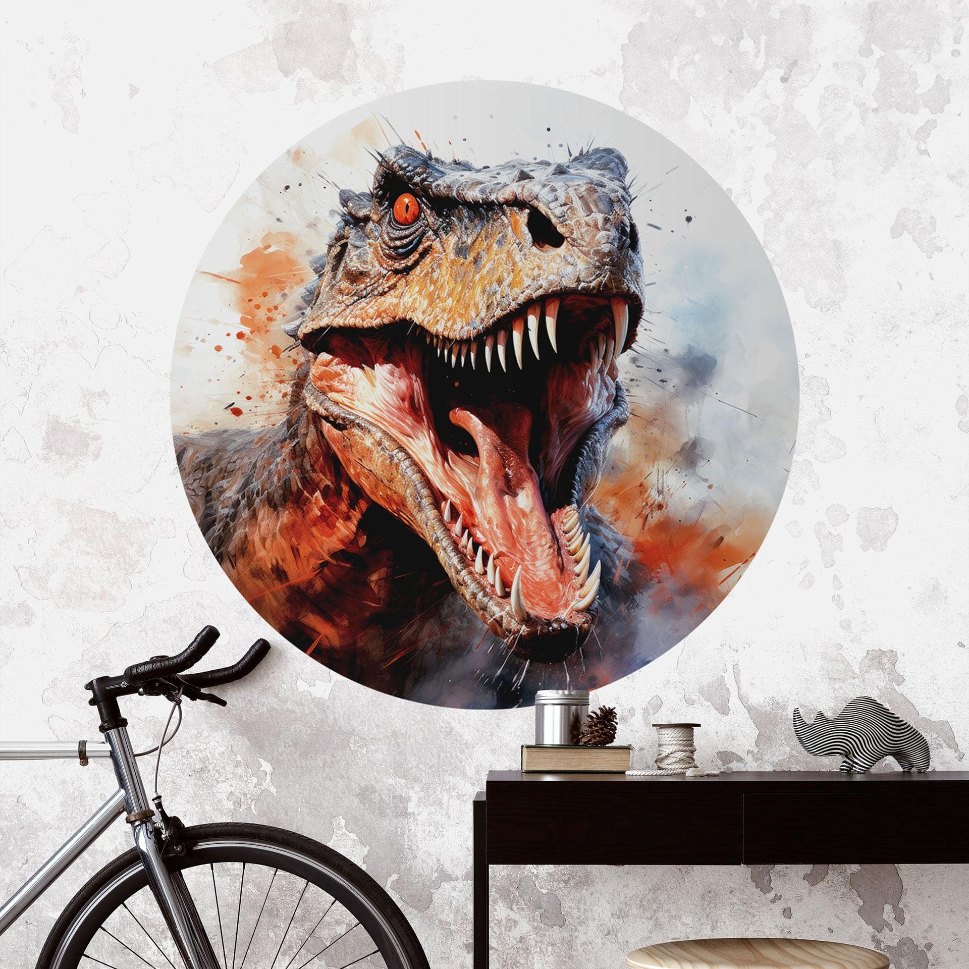 Dinosaur Wallsticker T-Rex: Det vilde ansigt fra forhistorisk tid - Jaszke - Round