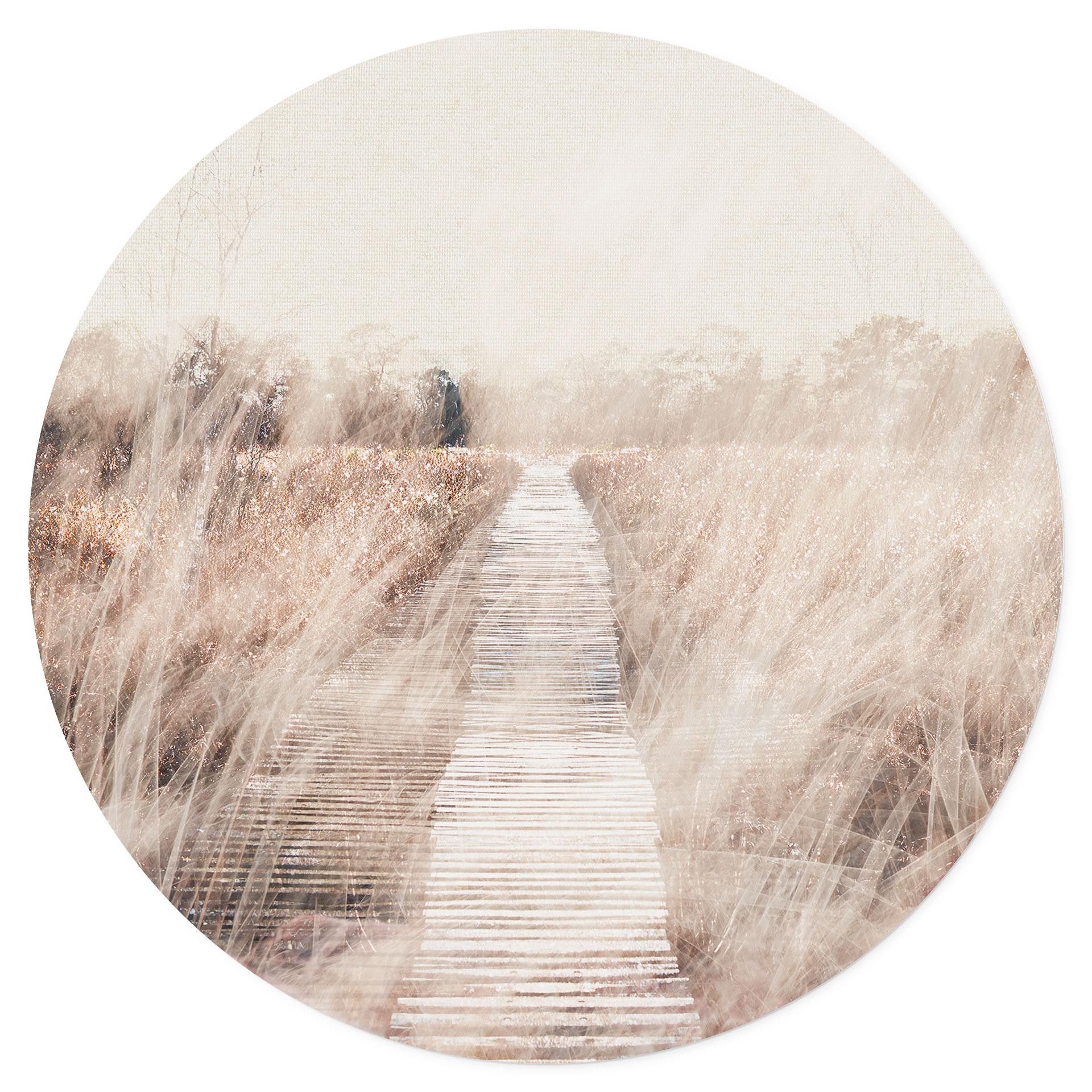 Vinilo decorativo Paisaje de ensueño con pasarela de madera - Imaginativo - Redondo