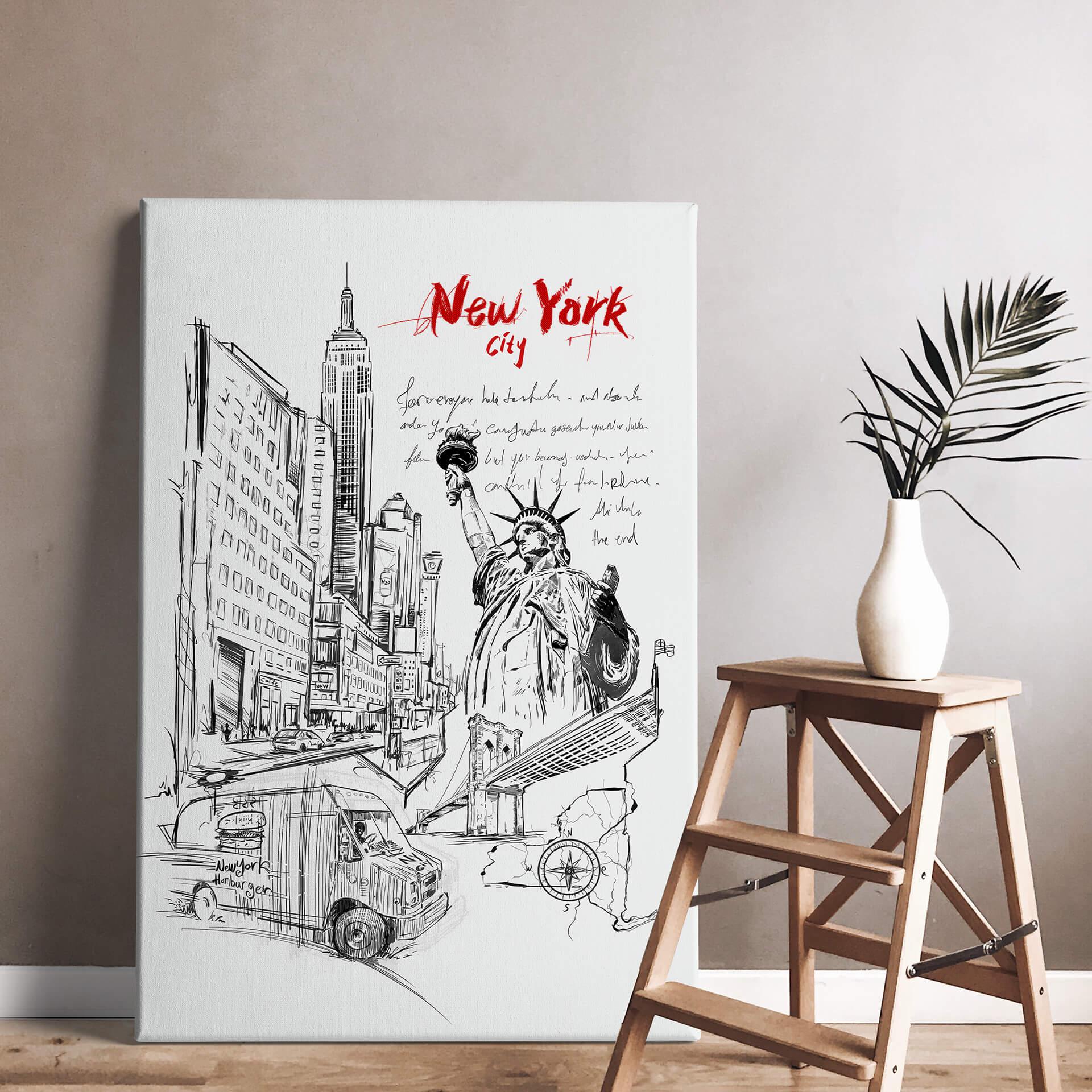 Obraz na płótnie Statua Wolności w Nowym Jorku - Czarno-biały - Love your City