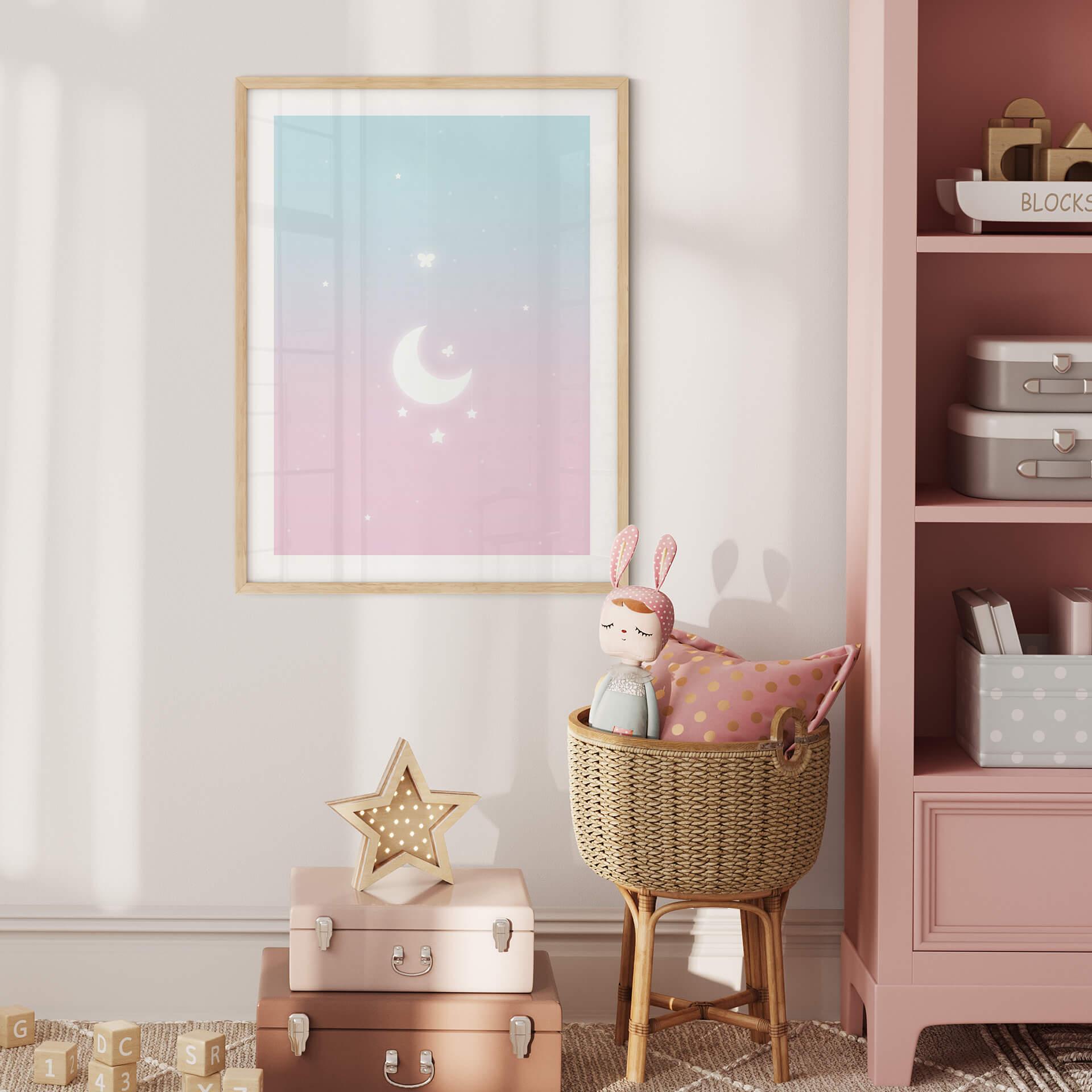 Póster tailandés - La magia de la luz de la luna en el cielo estrellado