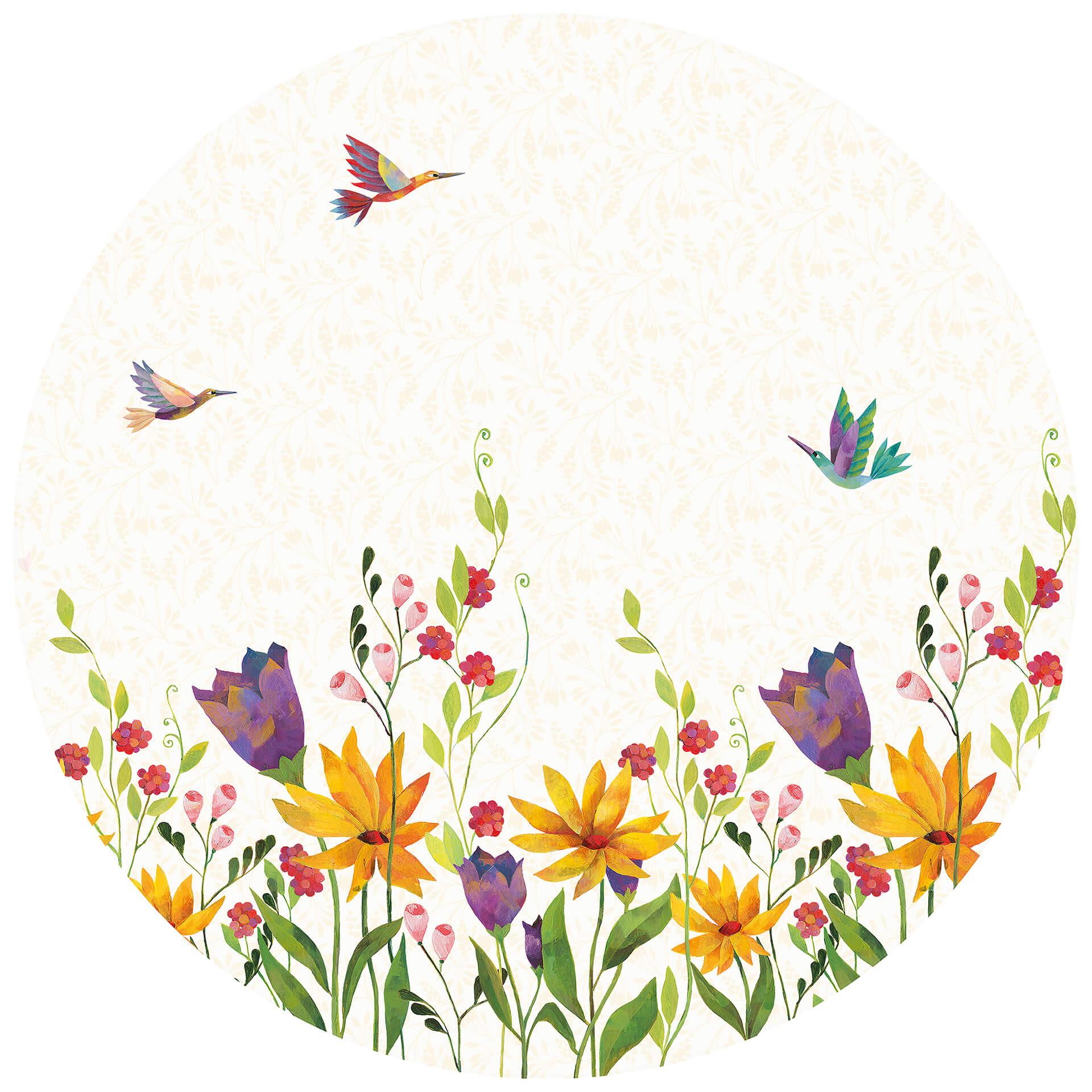 Behangcirkel Blanz - Flower Poetry - vliesbehang/zelfklevend vliesbehang