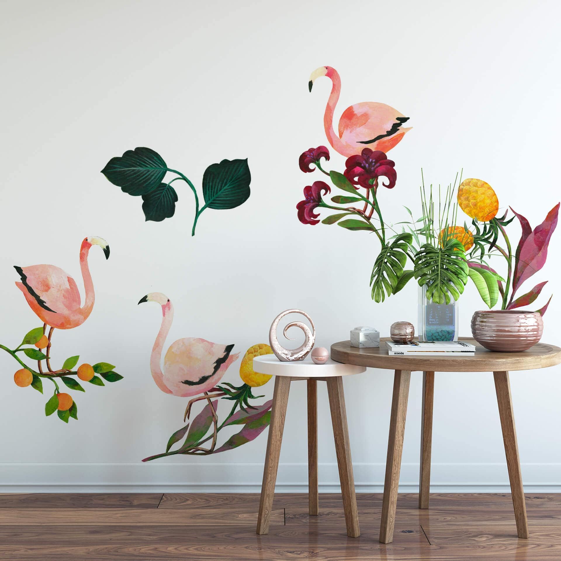 Sticker mural Blanz - Set de flamants roses