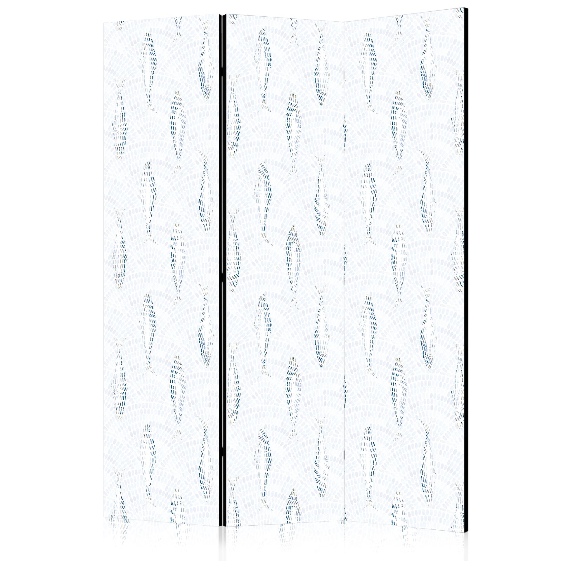 Paravent, Raumteiler freistehend, Trennwand - Delicate Blue Fish