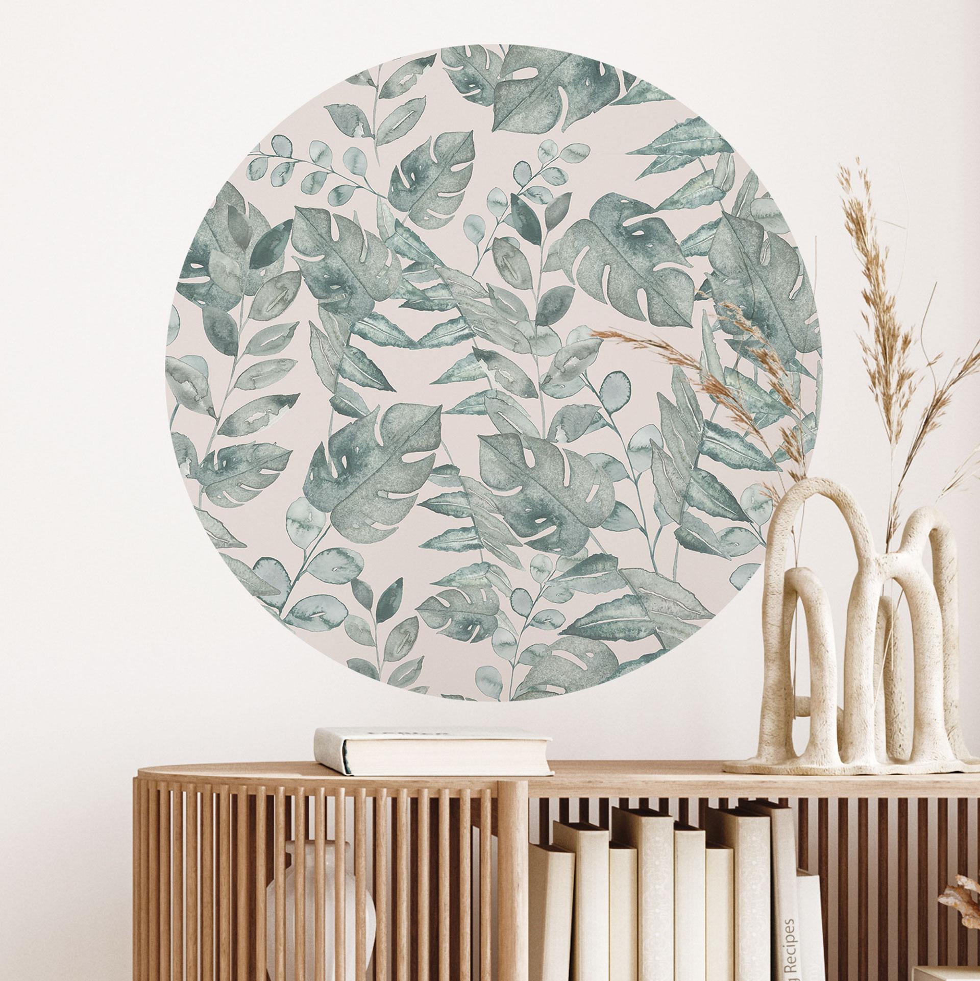 Jungle leaves akvarel creme Wallsticker - Bloomery Decor - Rund