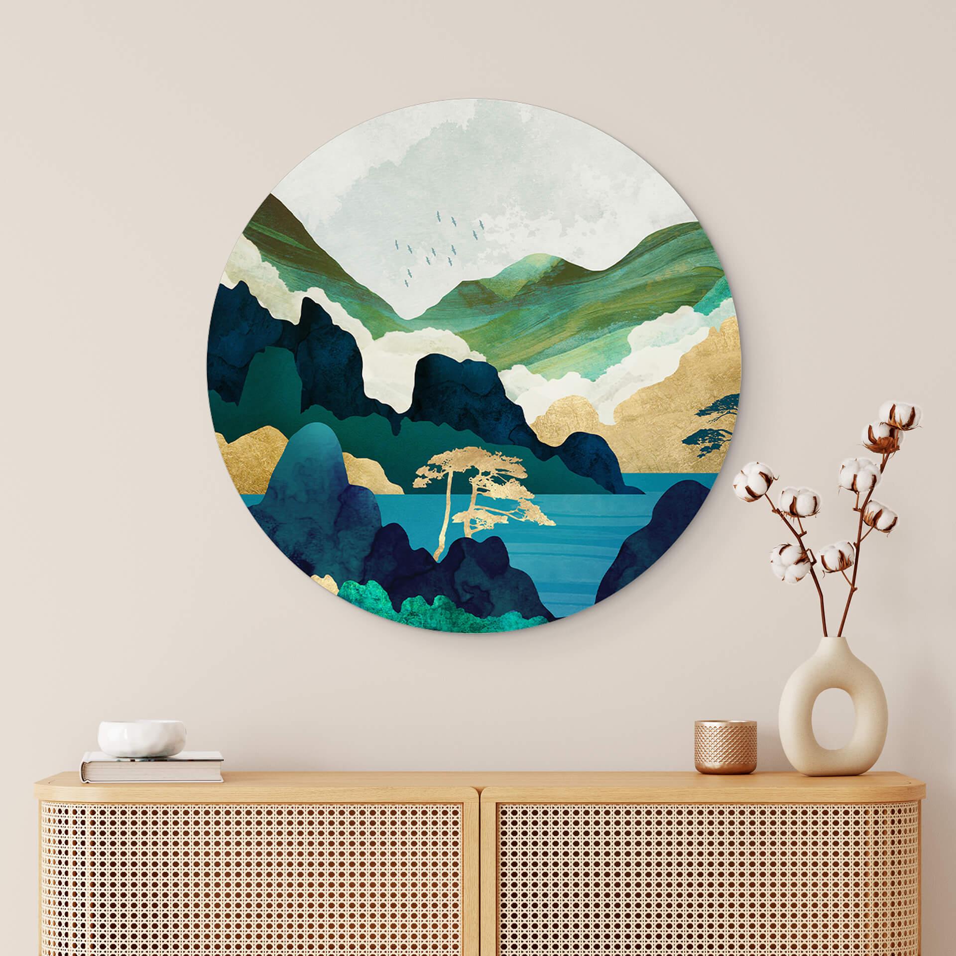 Wandcirkel SpaceFrog Designs - Abstracte Bergen
