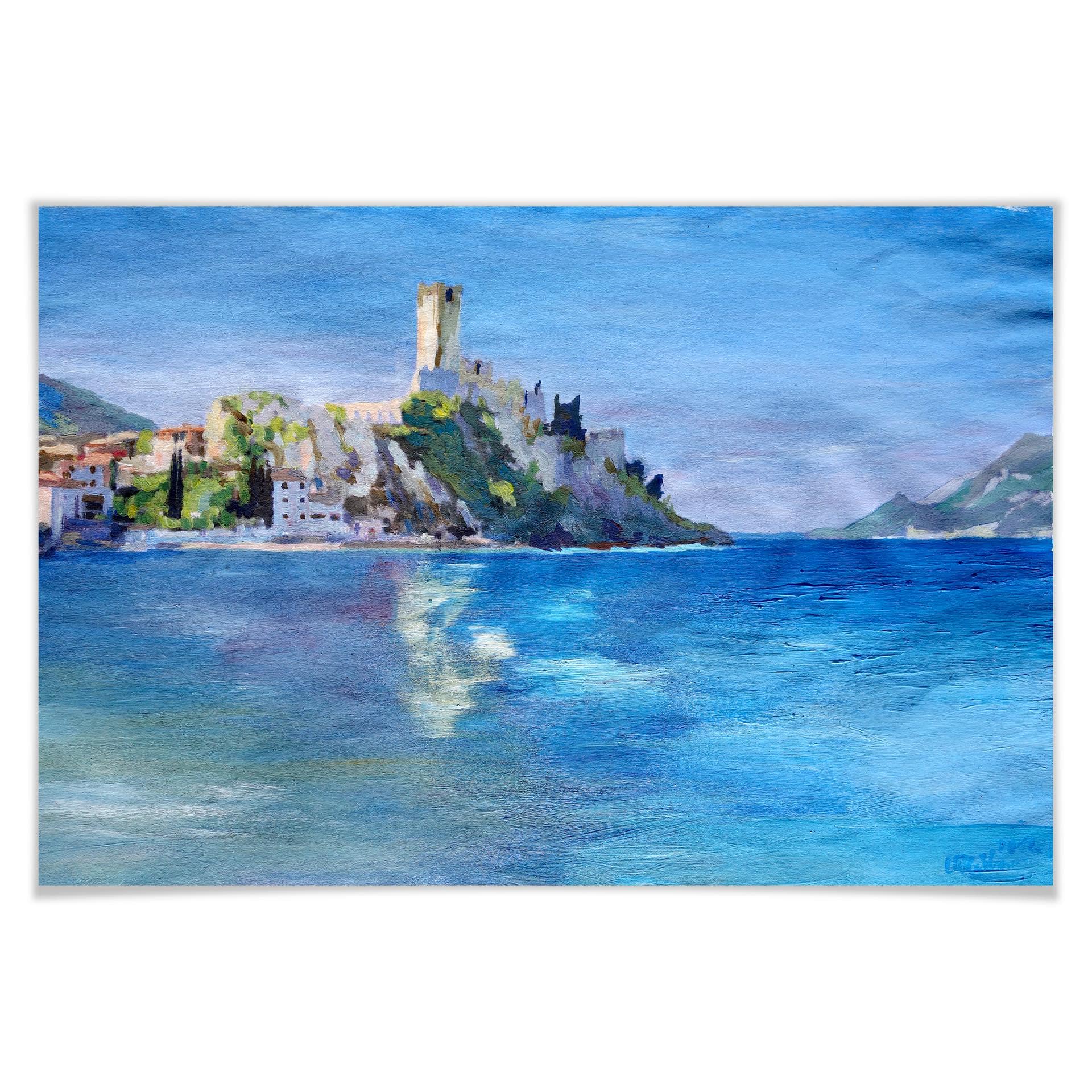 Poster - Bleichner - Malcesine avec le château Scaligero