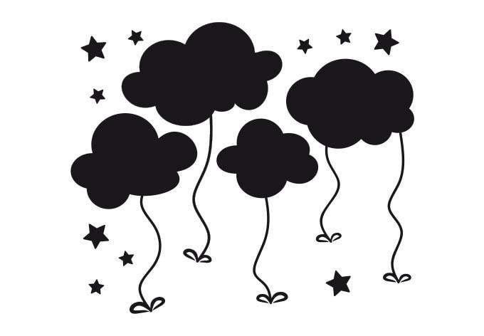 Muurstickers wolken incl. 5 wandhaken