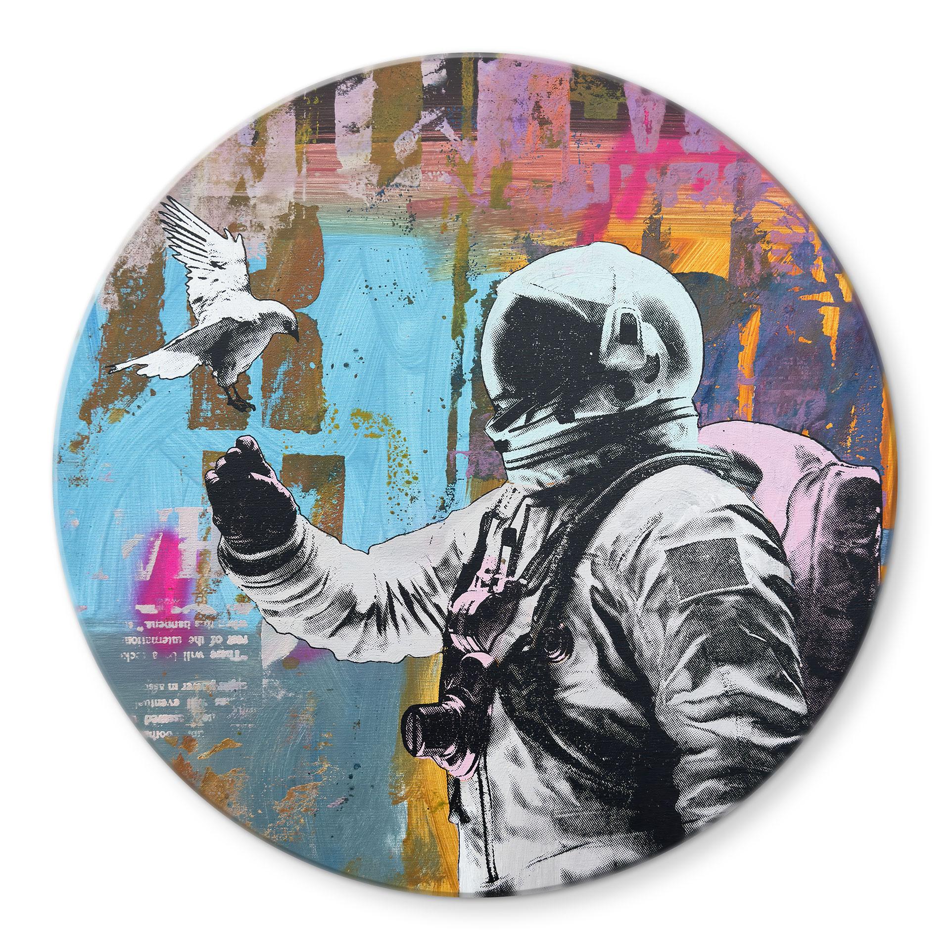 Glasbillede - Astronaut med due - Kuryliuk - Rund