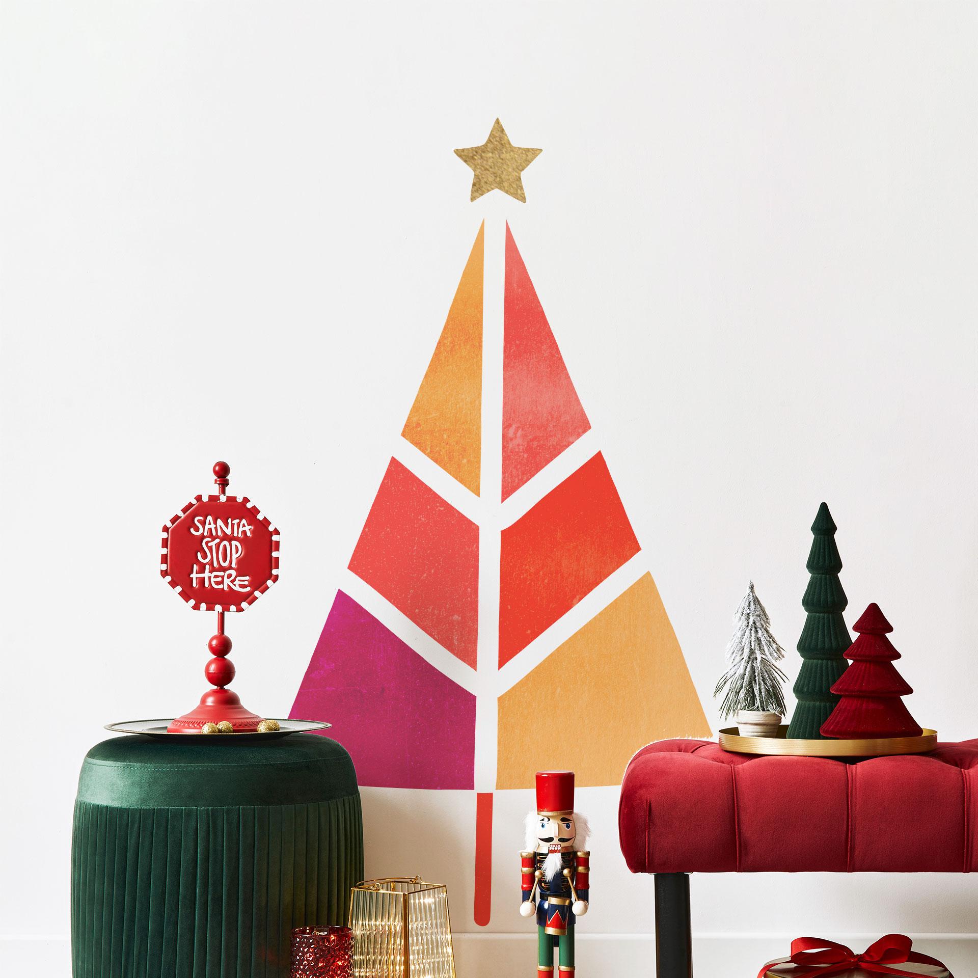 Wandtattoo Bunter Weihnachtsbaum - Kubistika