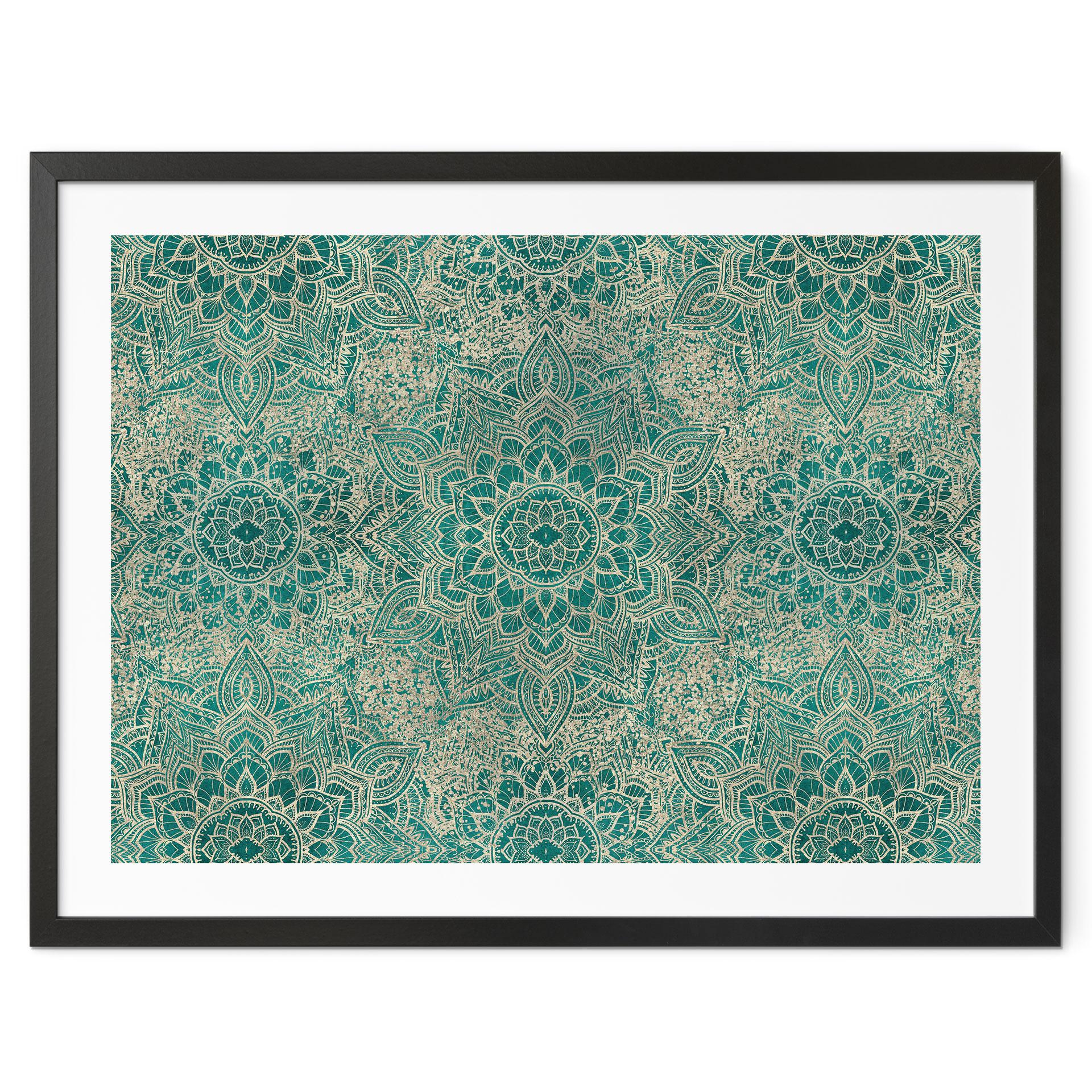 Plakat Orientalske ornamenter - Mandala Boho Guldgrøn - Bloomery Decor