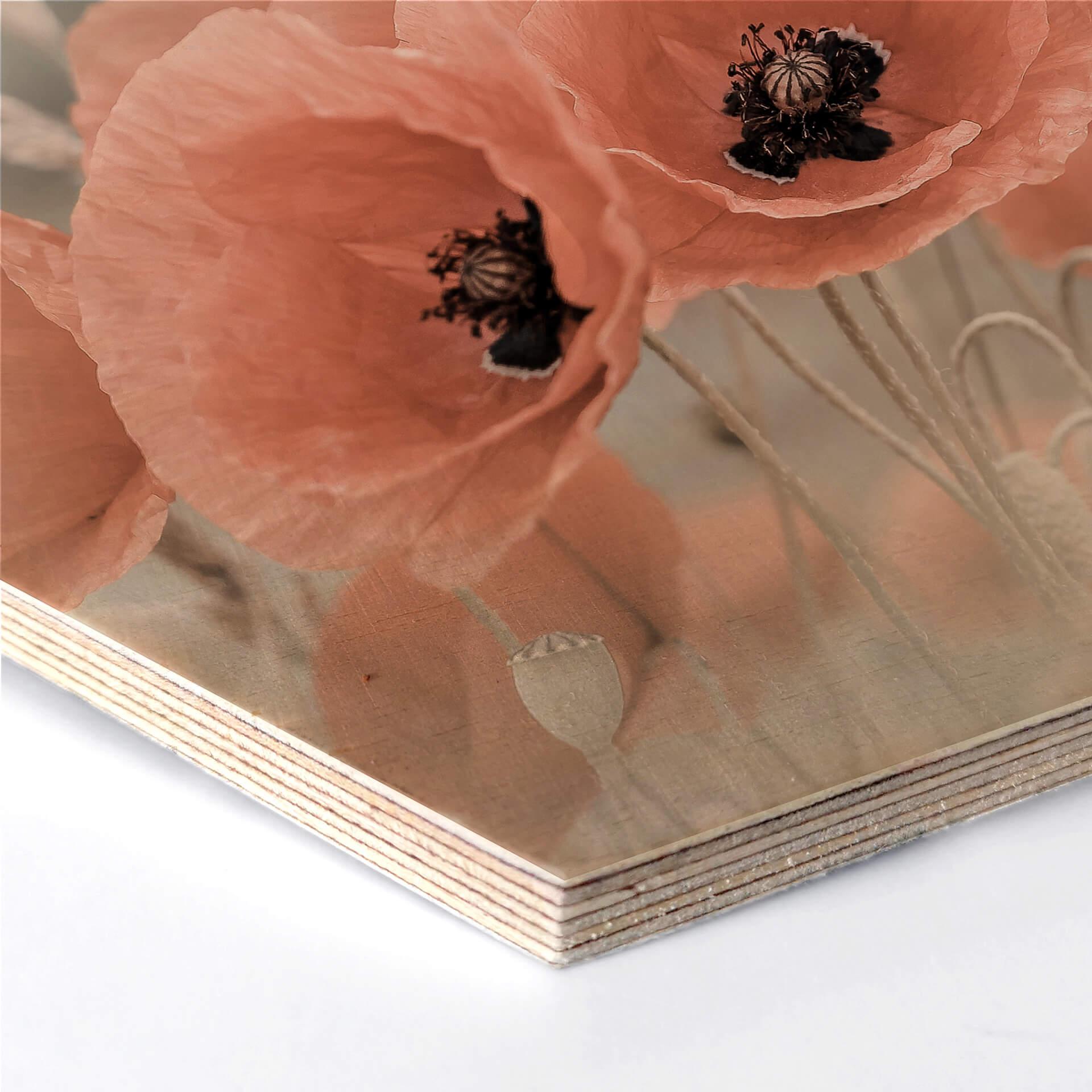 Hexagon - Holz Birke-Furnier Delgado - Mohn in Pastell