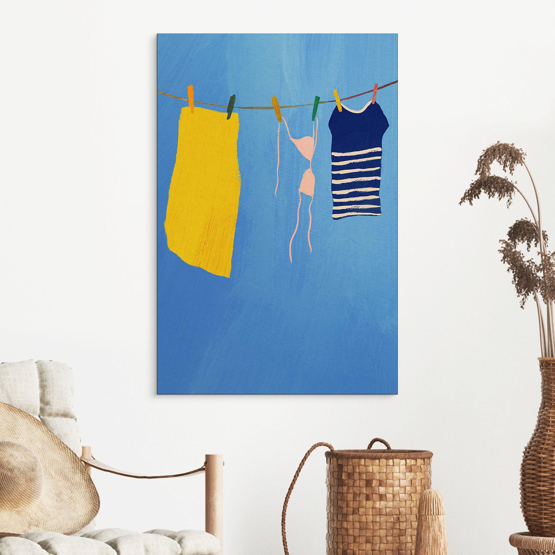 Billede af sommervask under en blå himmel - Rivers – print på aluminium (Alu-Dibond)